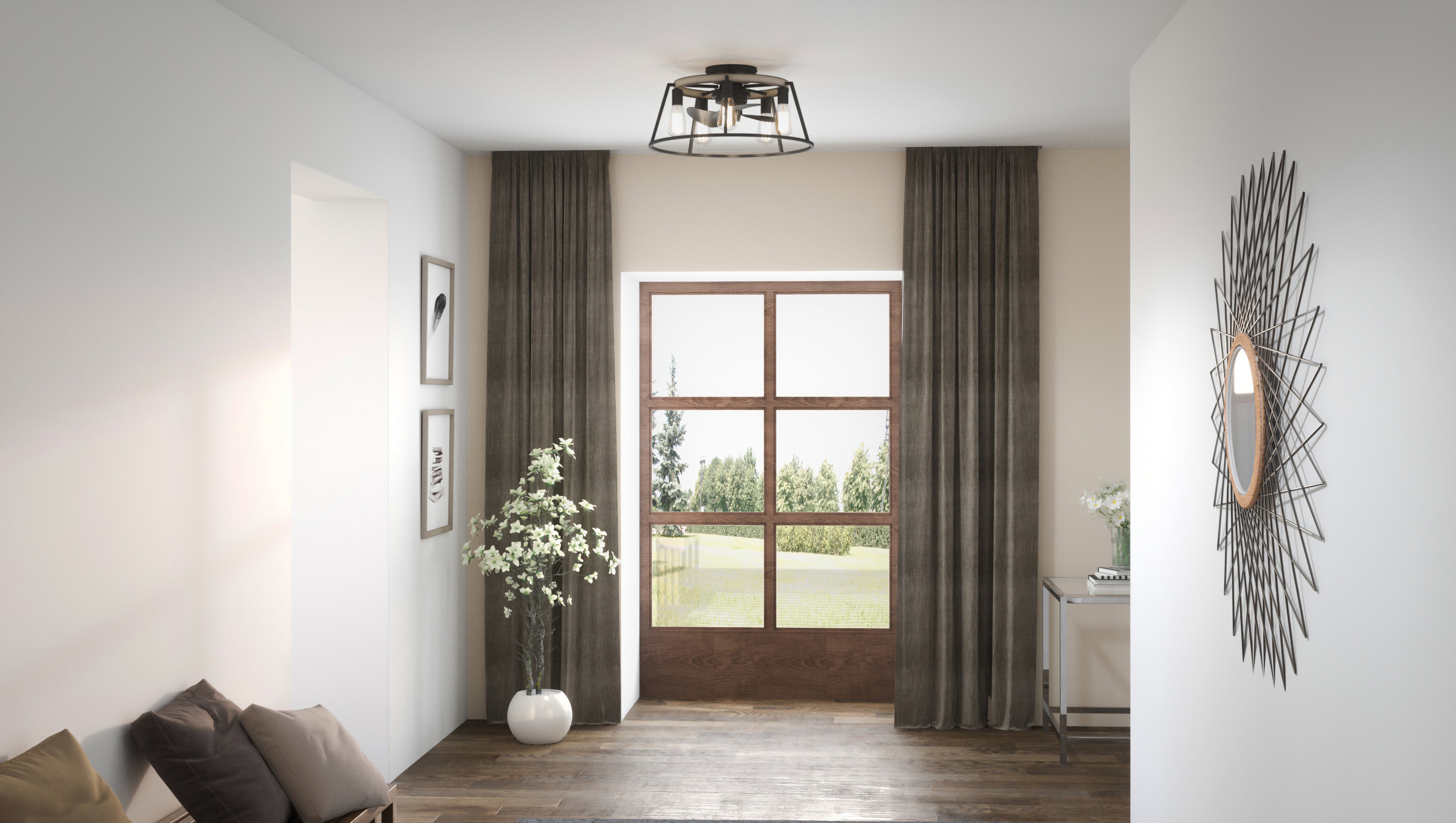 Quoizel Brockton stropní ventilátor se světlem Grey Ash