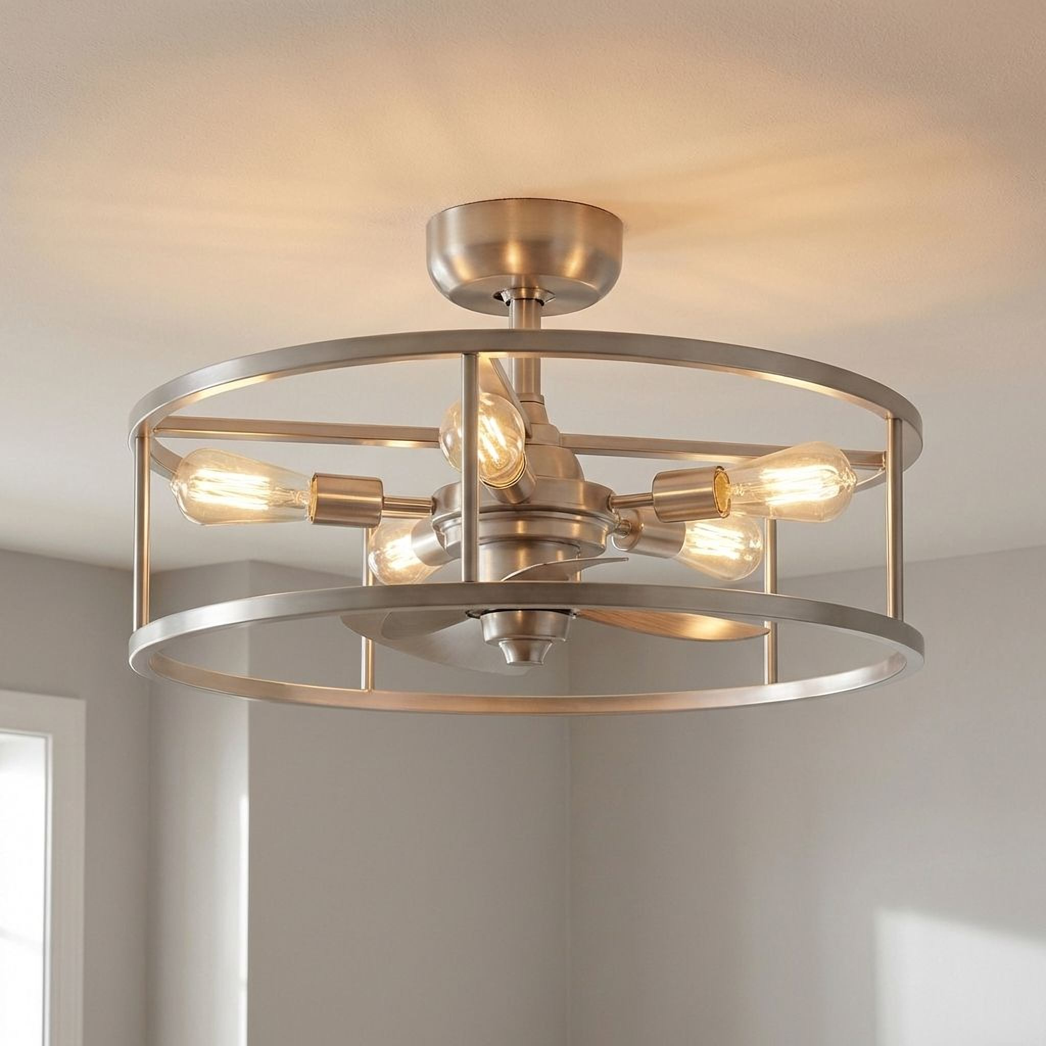 Quoizel New Harbor stropní ventilátor nikl světlo