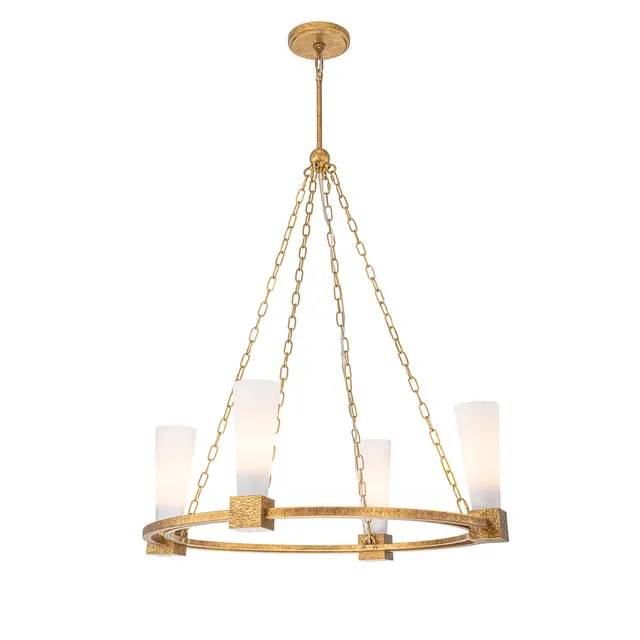 Gilded Nola Kristy 4 Light lustr starožitná zlatá