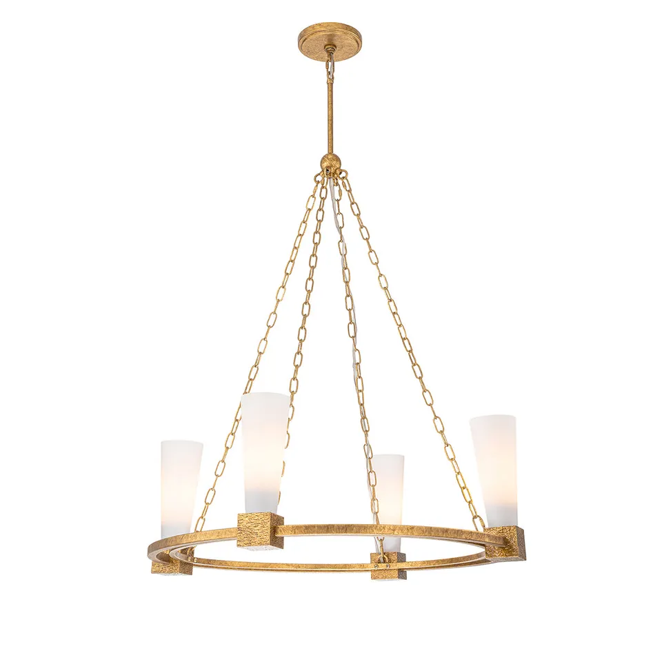 Gilded Nola Kristy 4 Light lustr starožitná zlatá