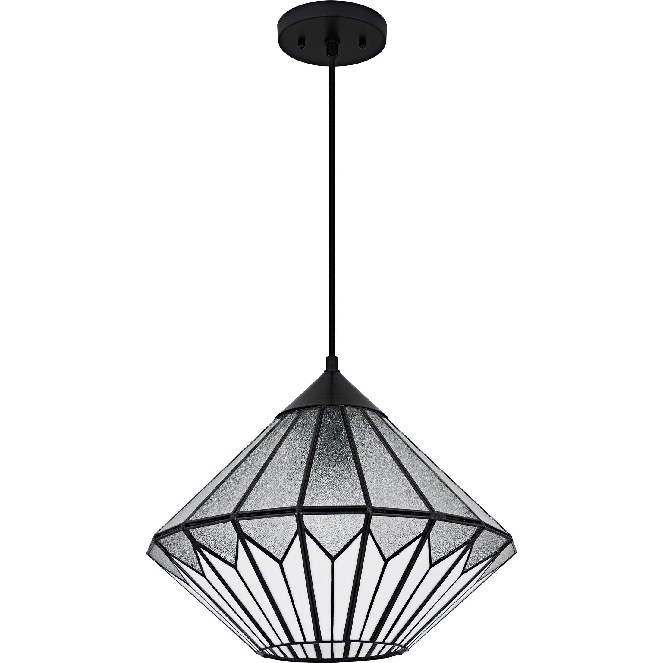 Quoizel Olivier závěsné svítídlo matte black vitráž