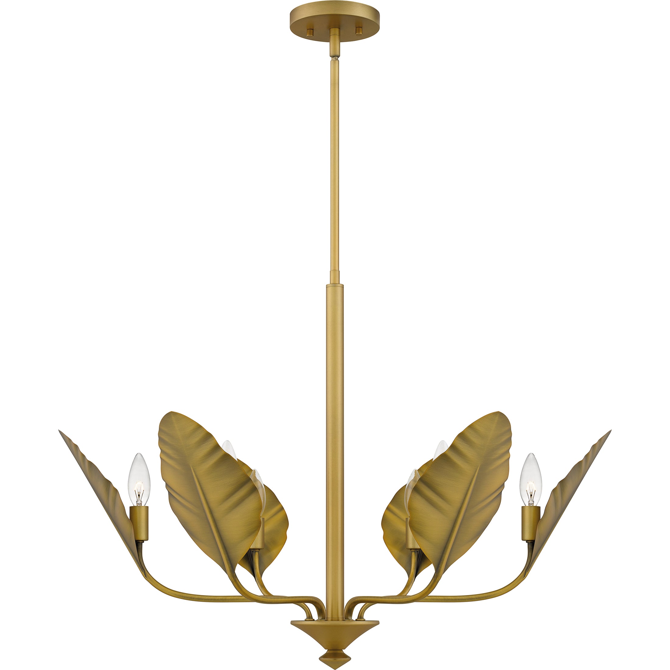 Quoizel Bayley lustr aged brass s listy do interiéru