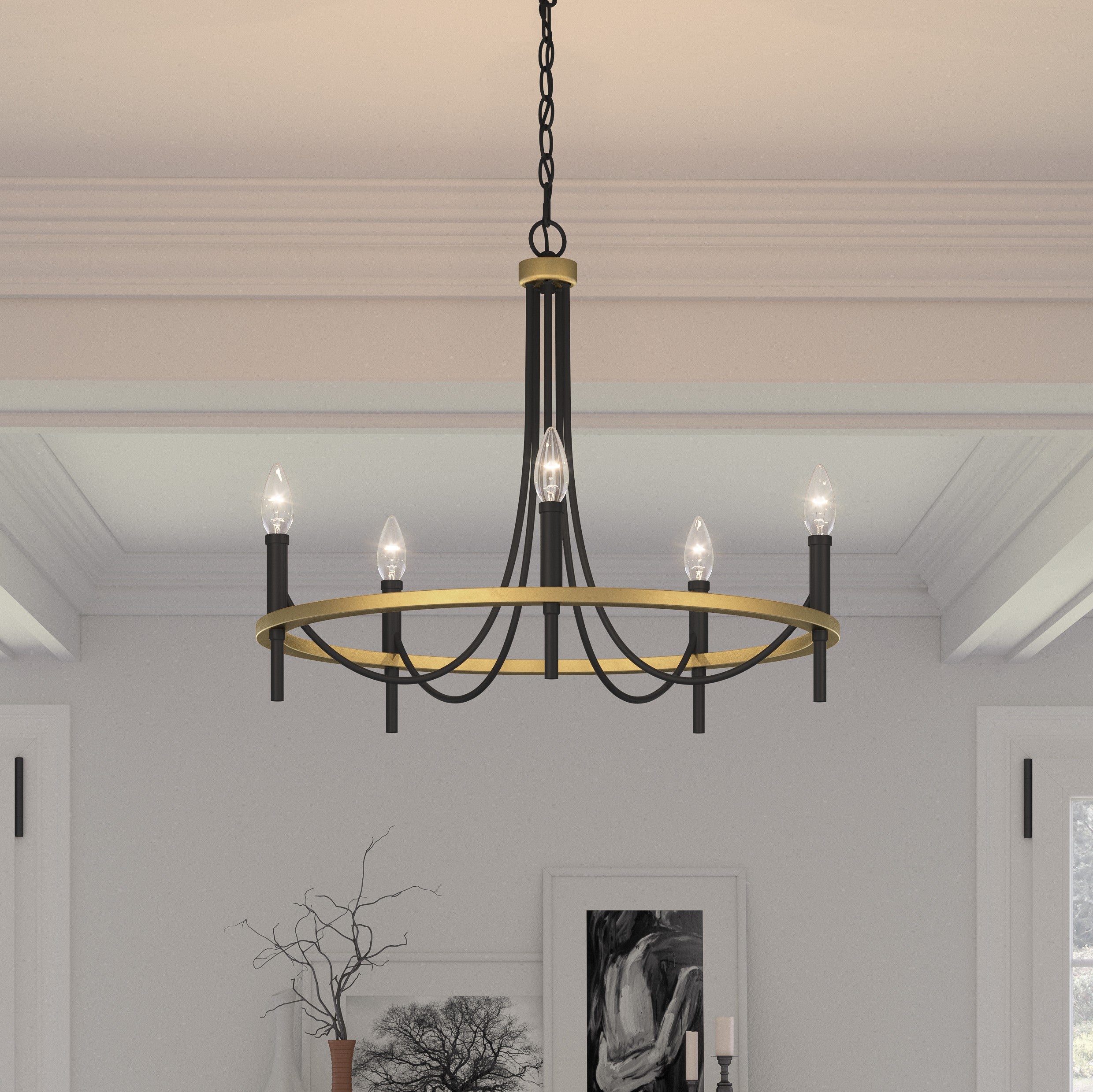 Quoizel Legare Chandelier lustr matte black zlaté detaily