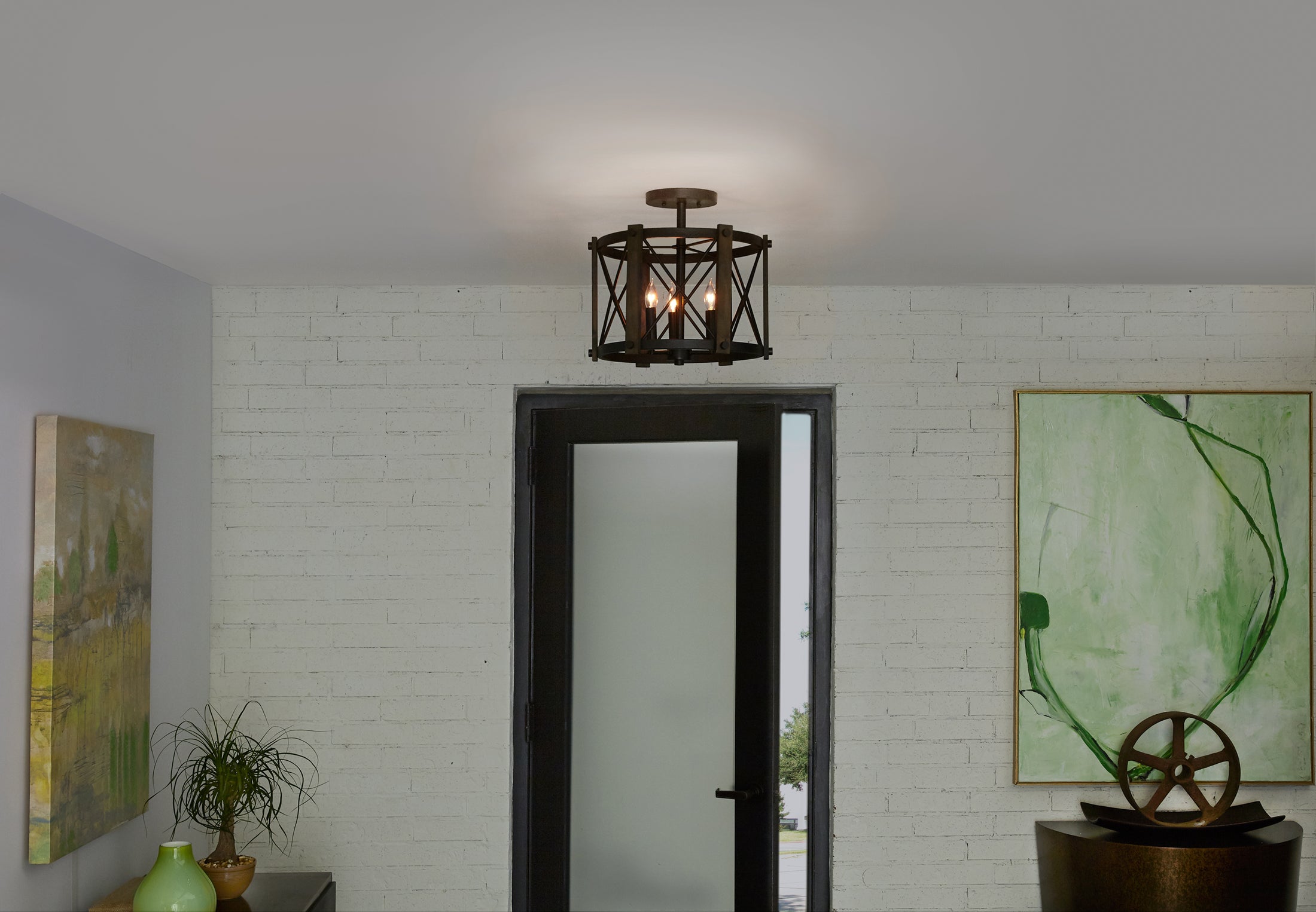 Quoizel Baron Semi-Flush stropnice marcado black ocel