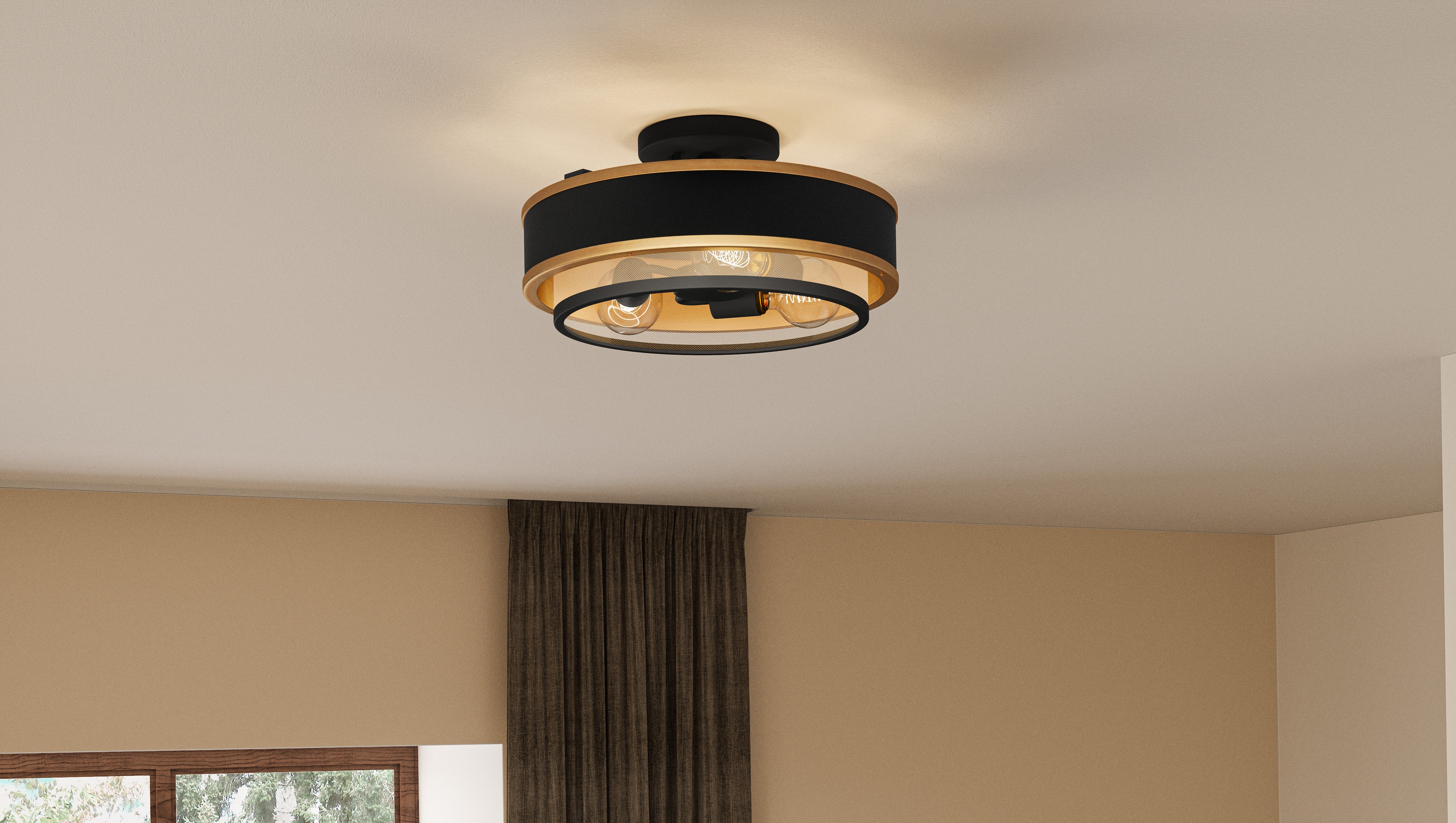 Quoizel Lockwood stropní svítidlo earth black textilní