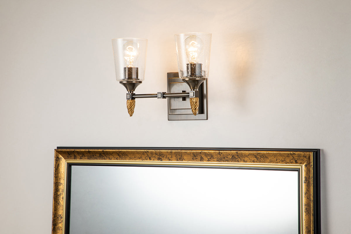 Gilded Nola Vetiver 2 Light koupelnové svítidlo čiré