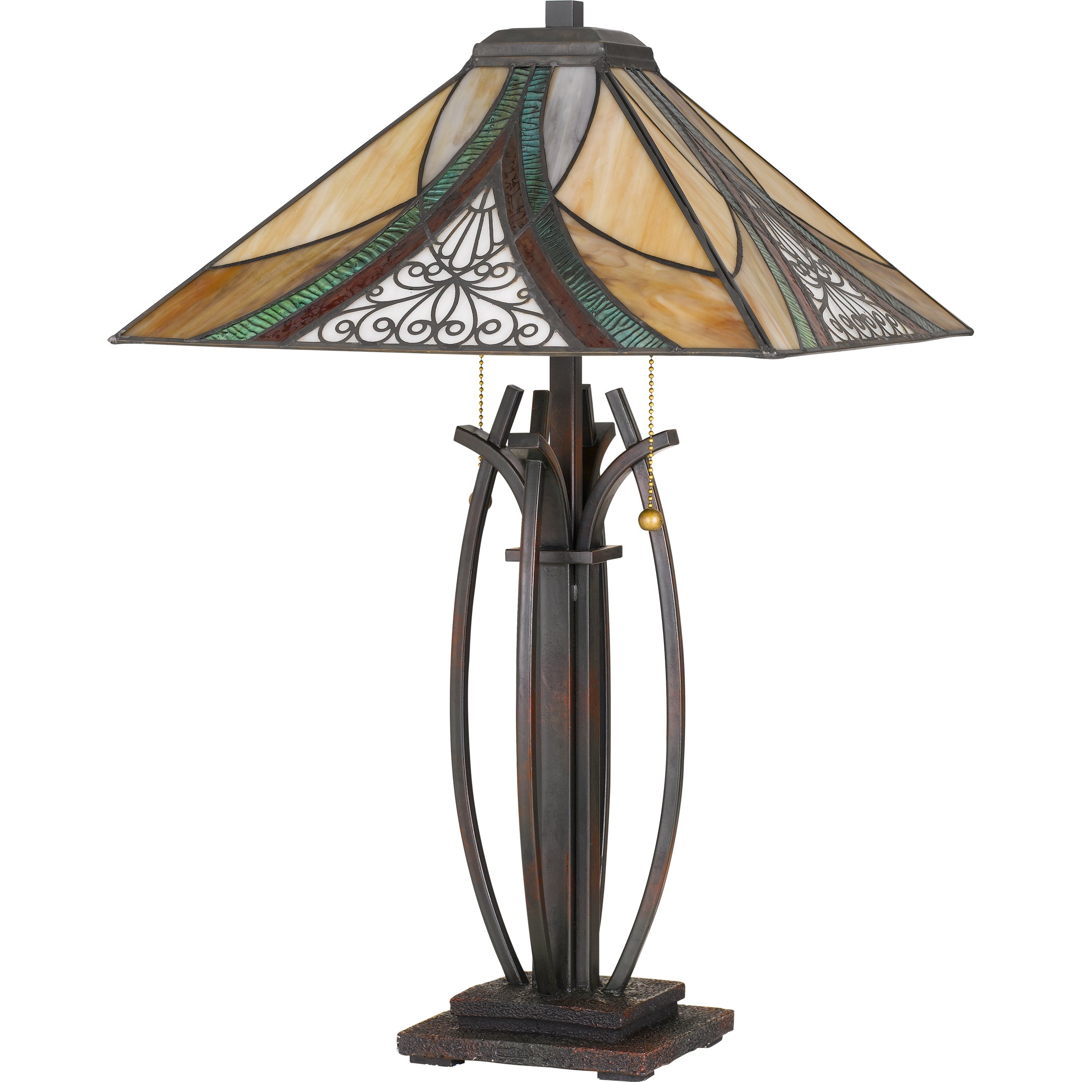 Quoizel Orleans stolní lampa Valiant Bronze vitráž