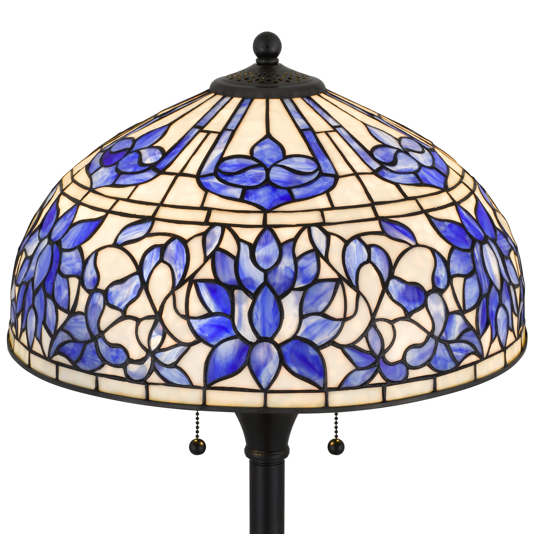 Quoizel Wisteria Bloom stojací lampa matná černá vitráž
