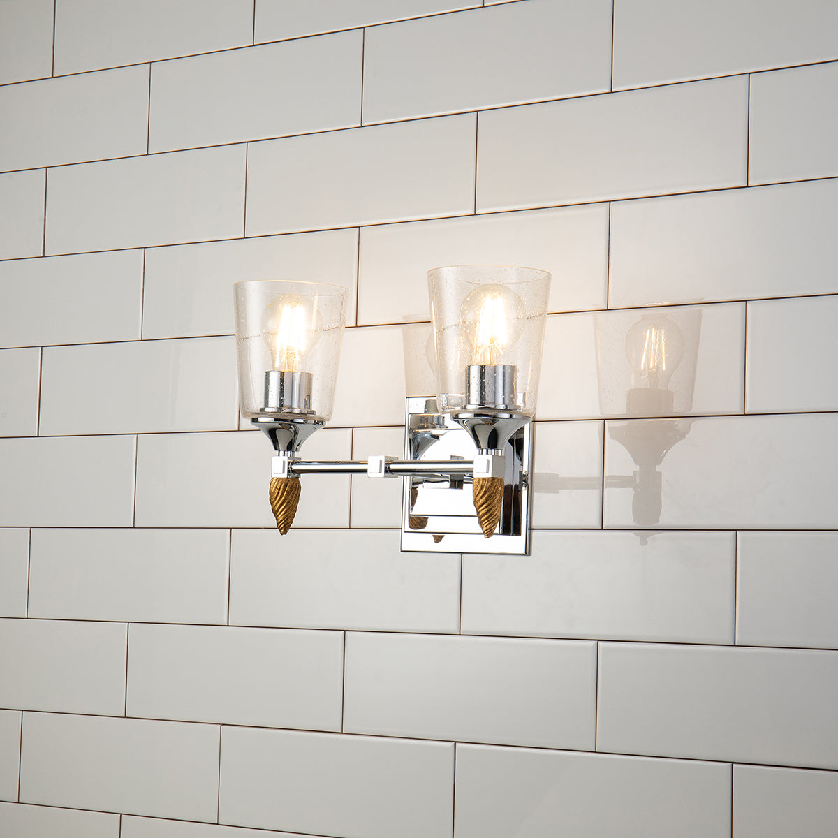 Gilded Nola Vetiver 2 Light koupelnové svítídlo čiré sklo
