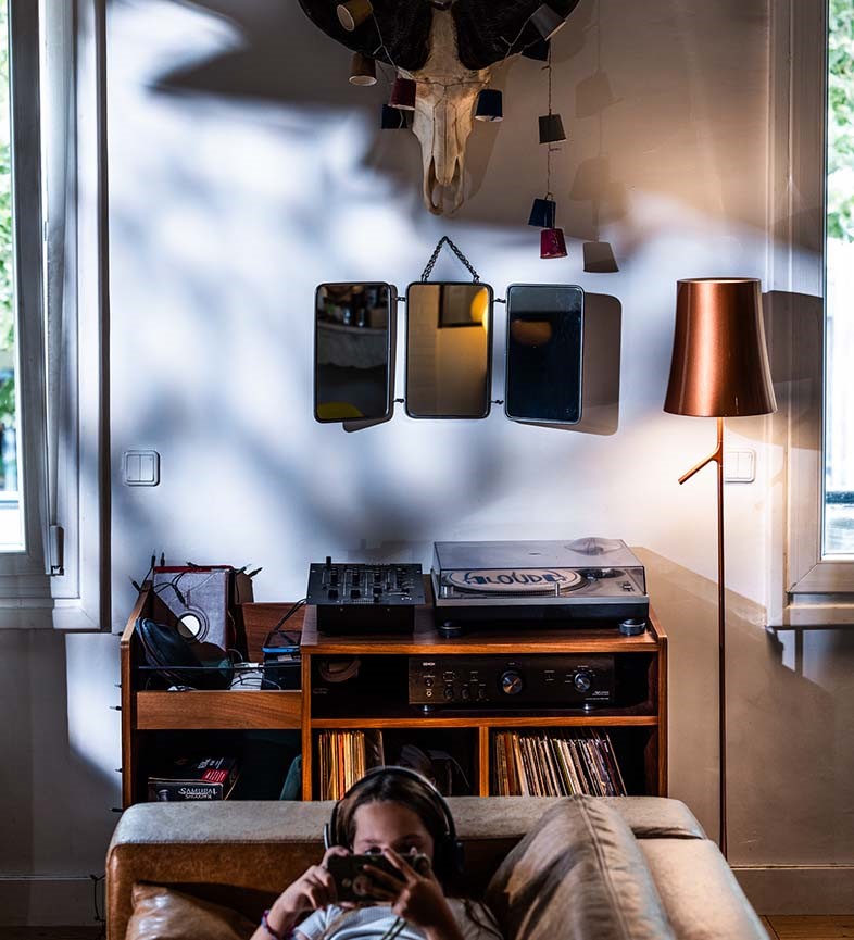Foscarini Birdie stojací lampa se stínidlem