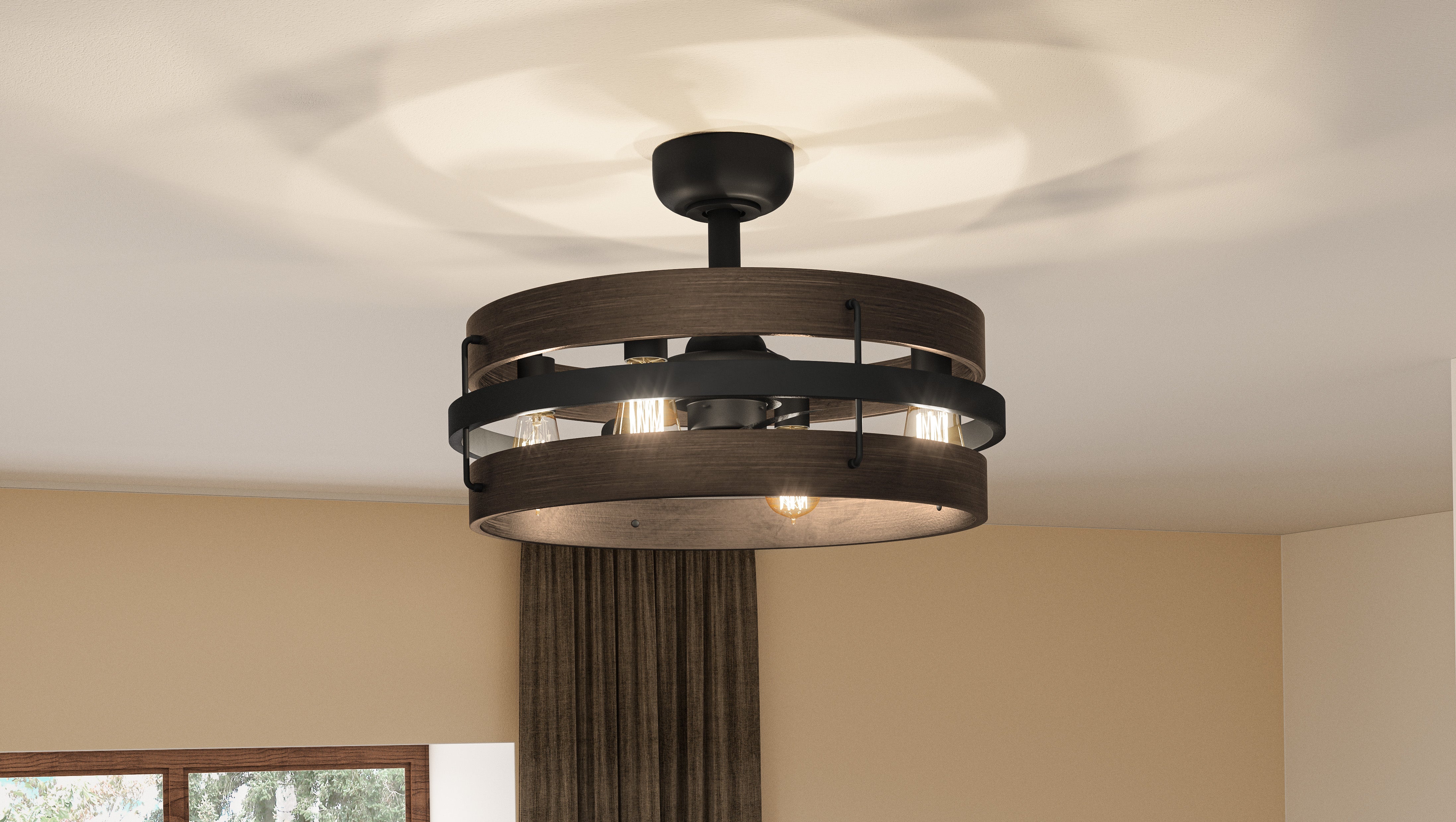 Quoizel Moyer ventilátor se světlem černý