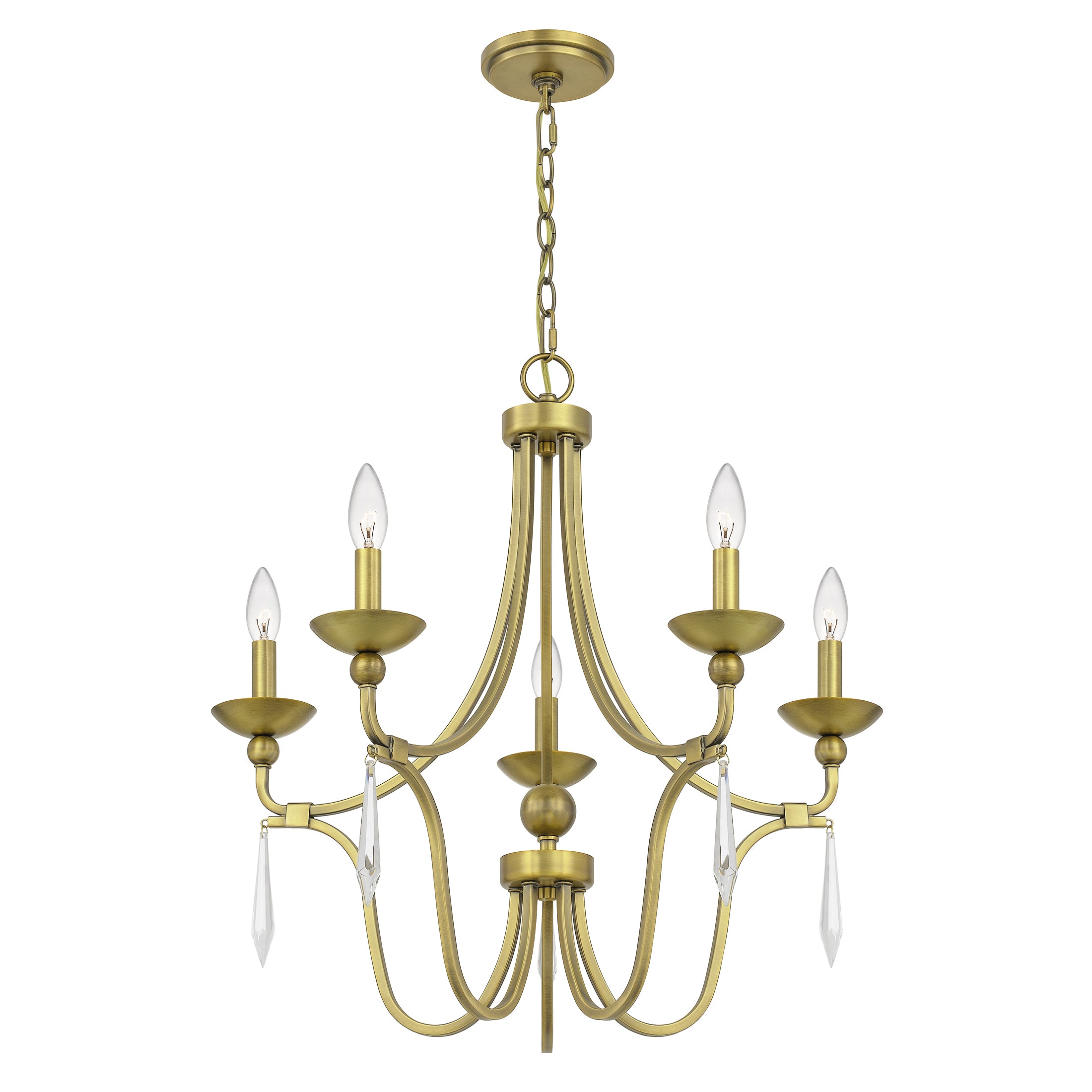 Quoizel Joules Chandelier lustr mosazný křišťál