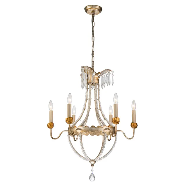 Gilded Nola Louis 6 lustr distressed gold silver