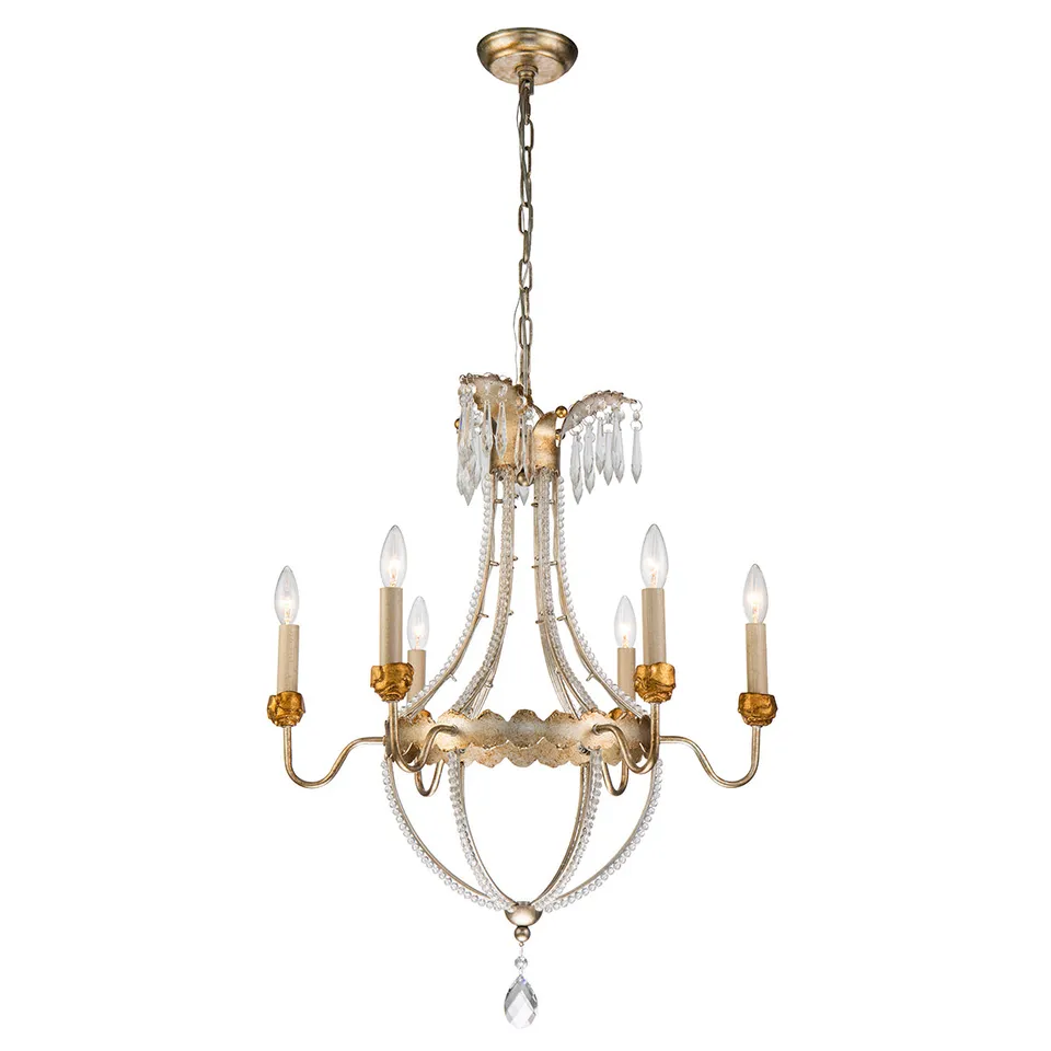 Gilded Nola Louis 6 lustr distressed gold silver