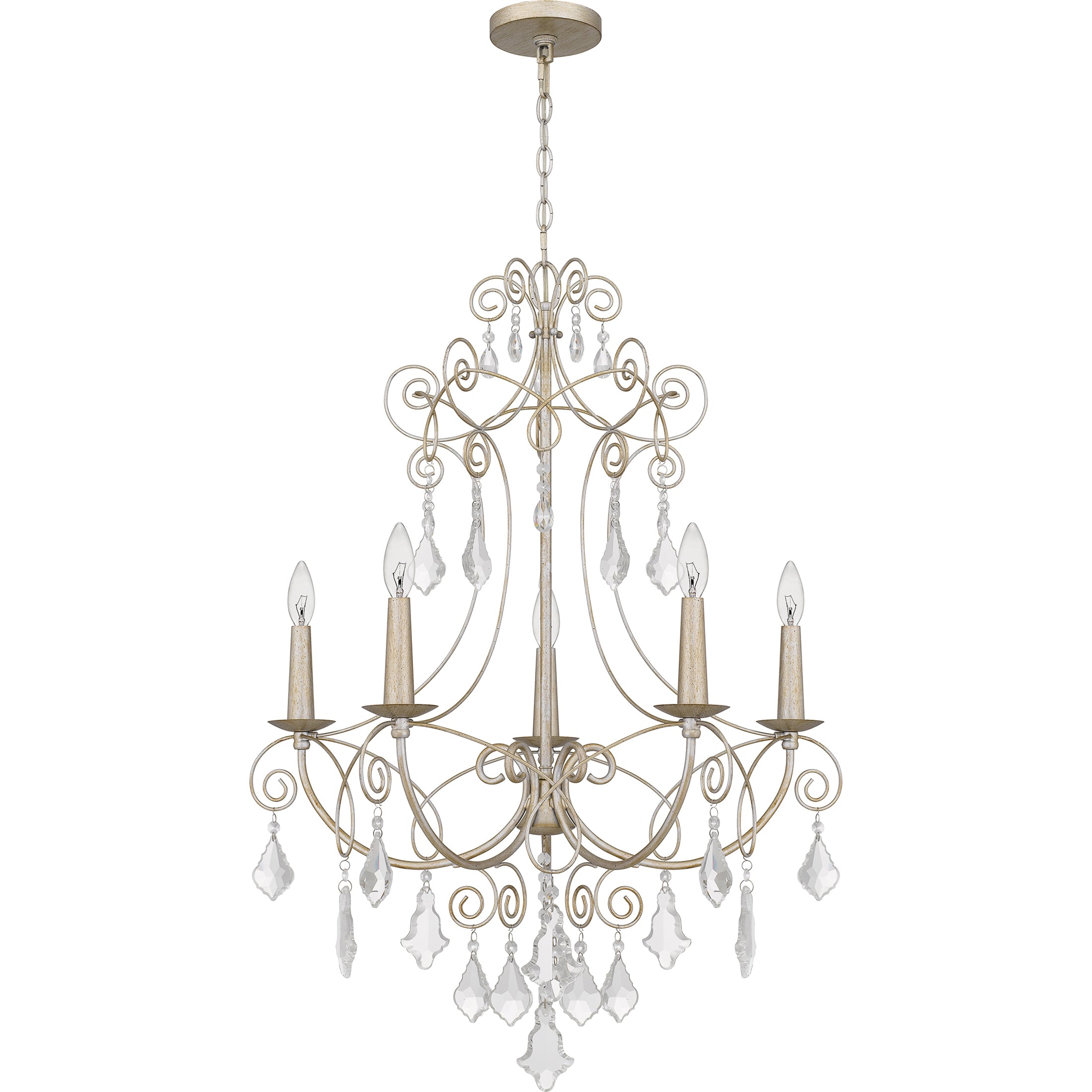 Quoizel Merida Chandelier lustr vintage gold křišťál