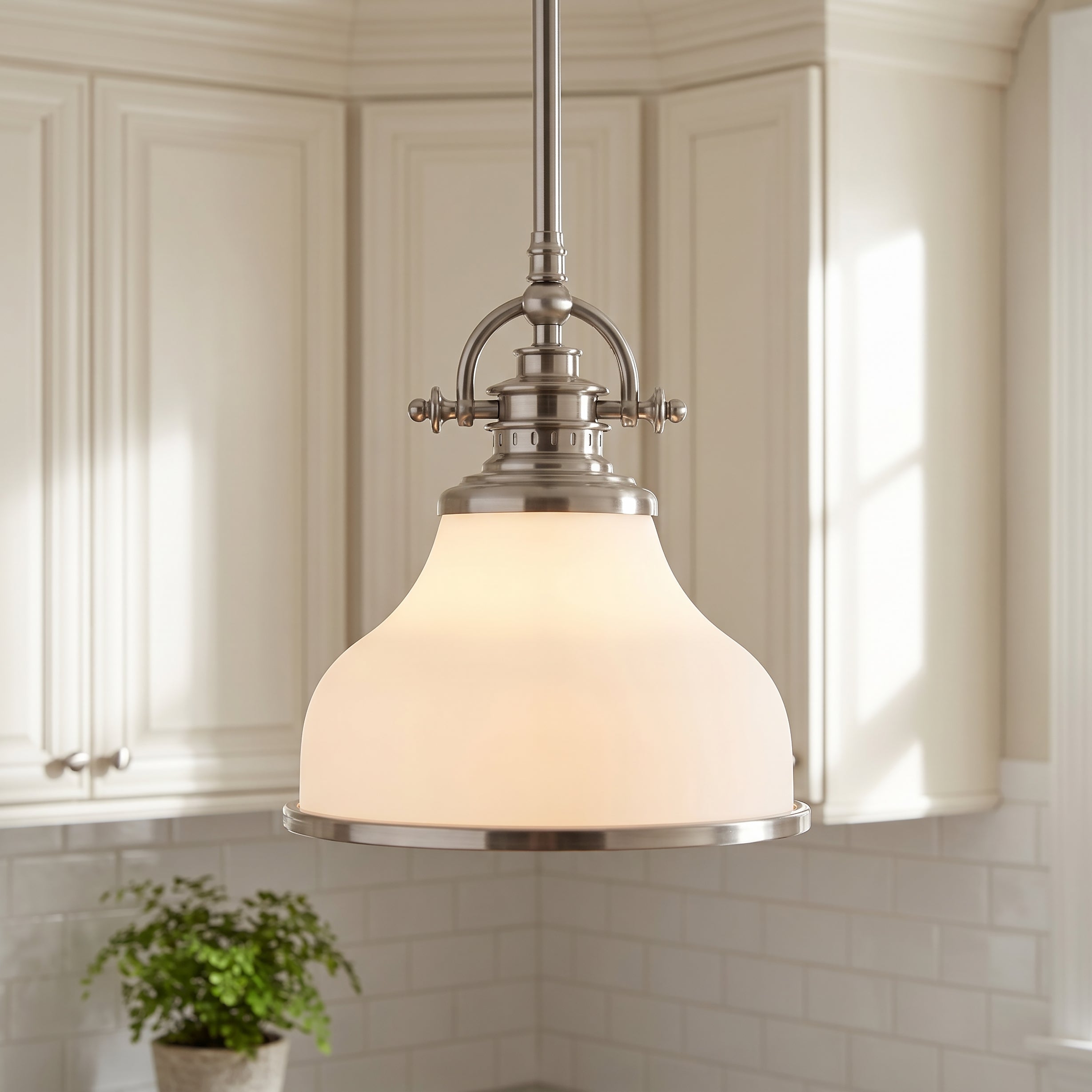 Quoizel Grant Mini Pendant závěsné svítidlo brushed nickel opálové