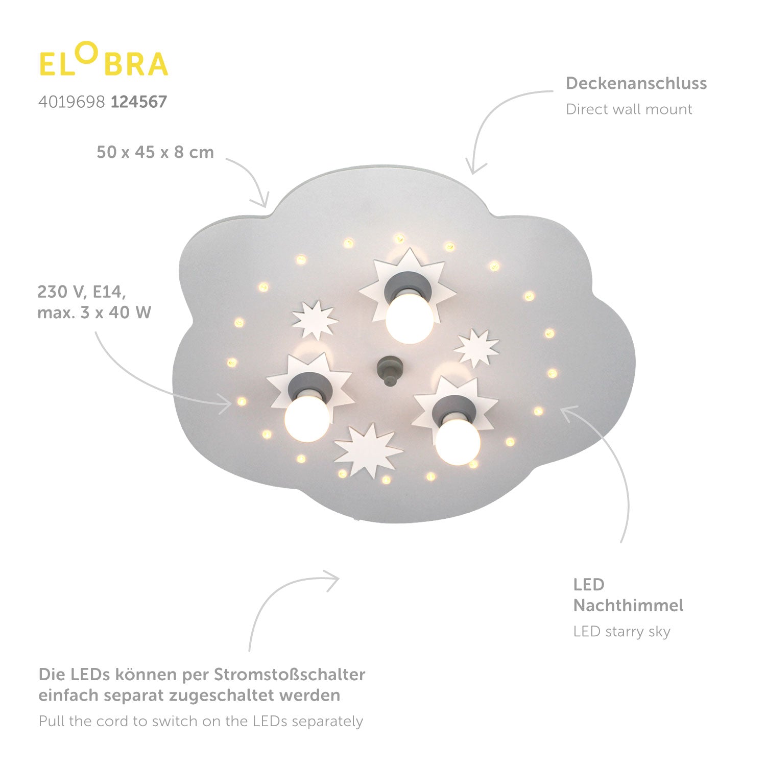 Elobra Sternenwolke S stropní svítido s LED nočním