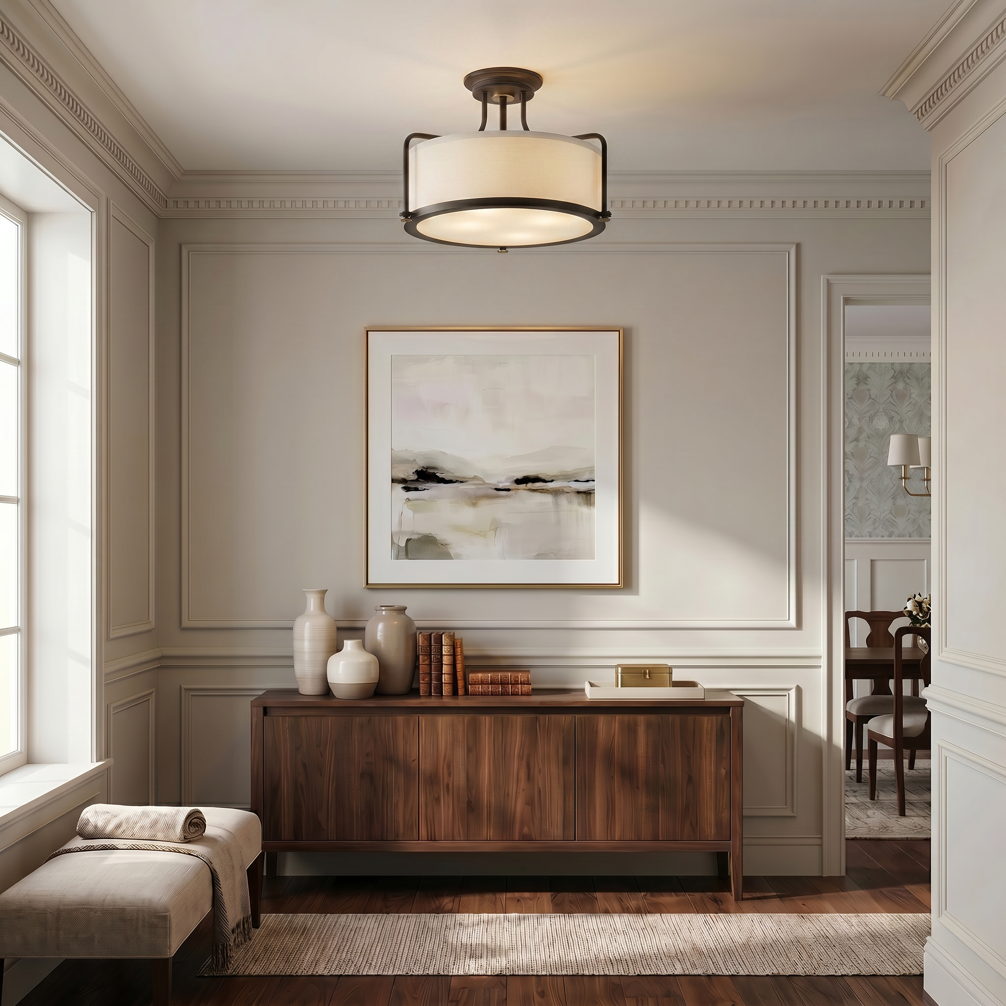 Quoizel Rigel Semi-Flush stropní svítidlo černé textil