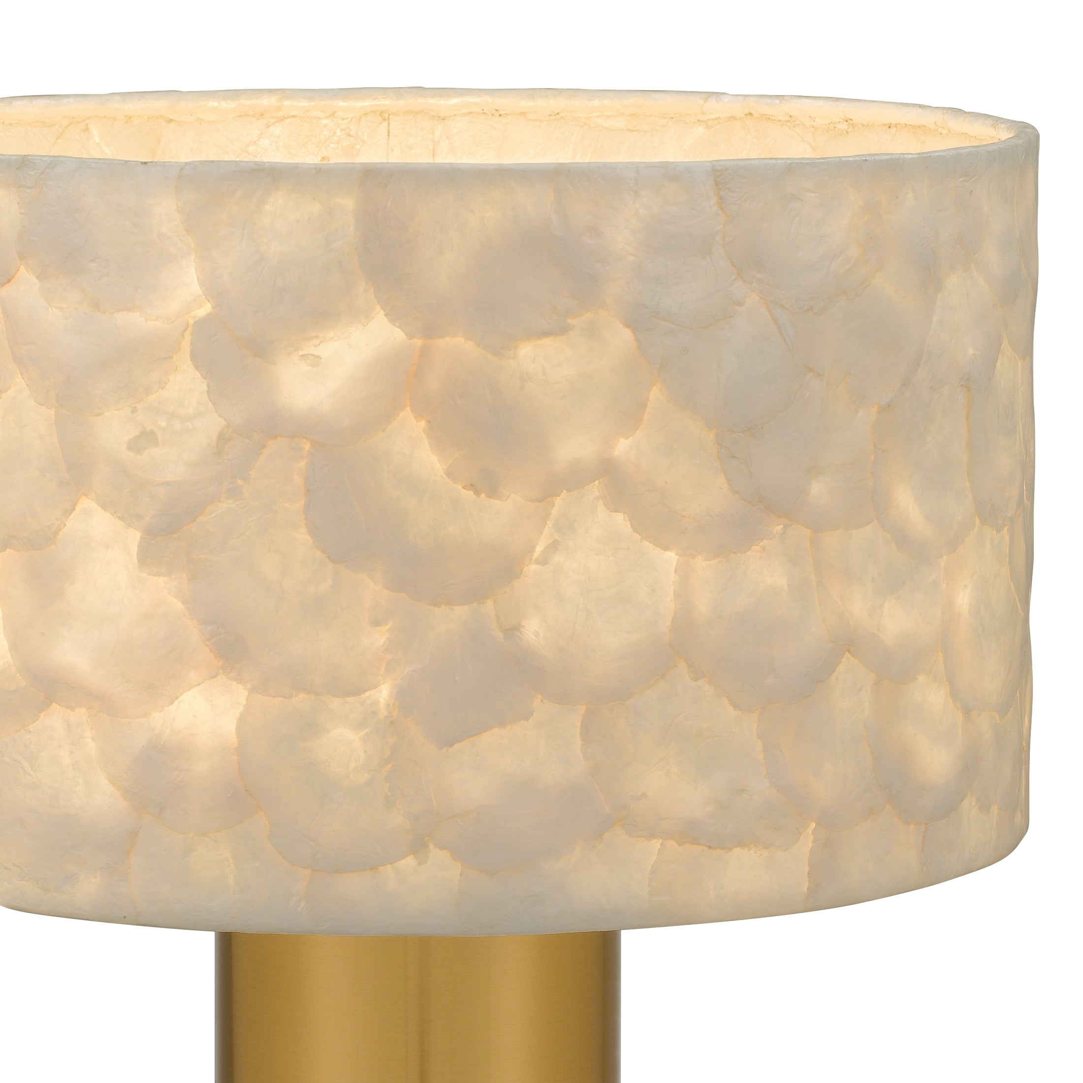 Quoizel Leland stolní lampa zlatá capiz stínidlo