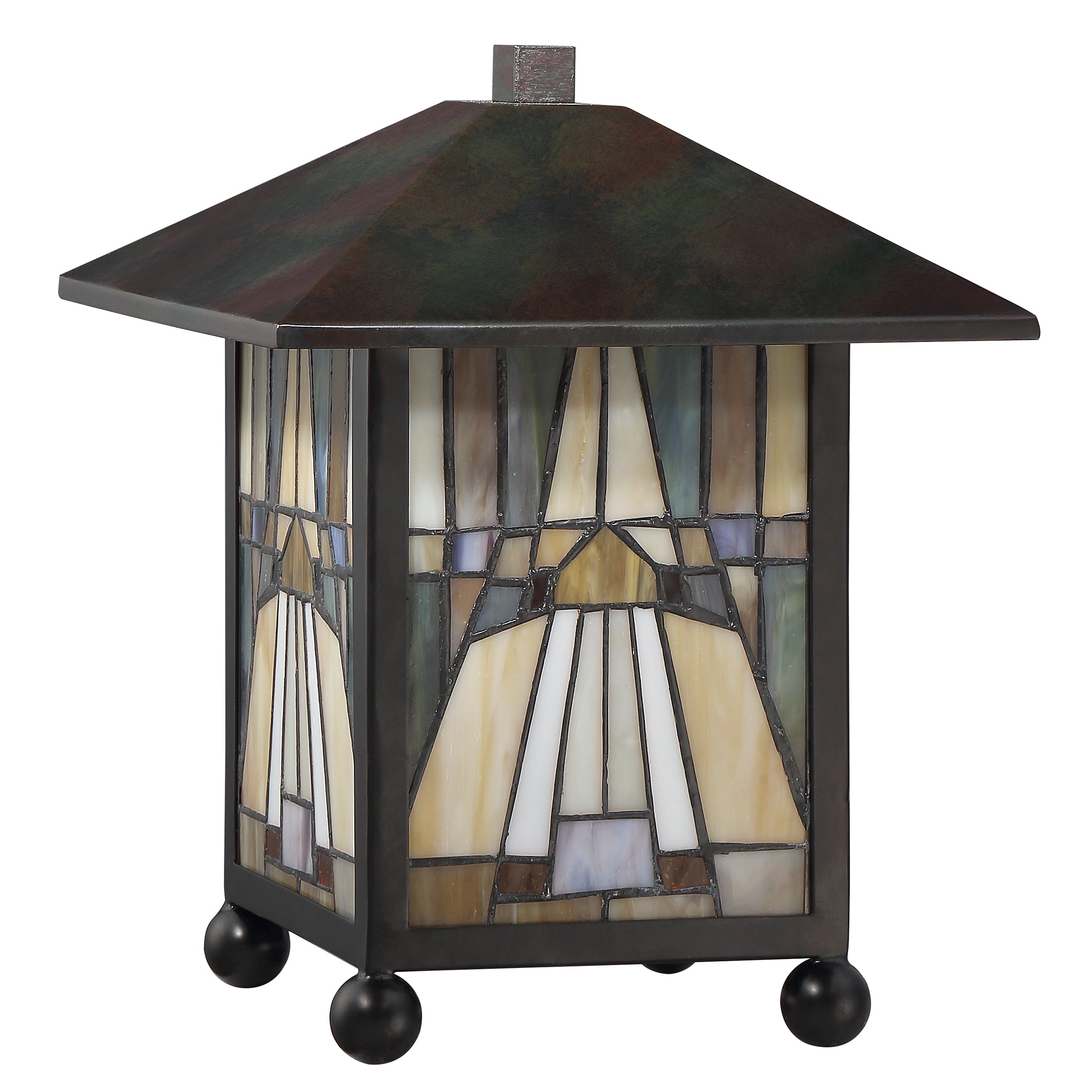 Quoizel Inglenook stolní lampa Valiant Bronze vitráž