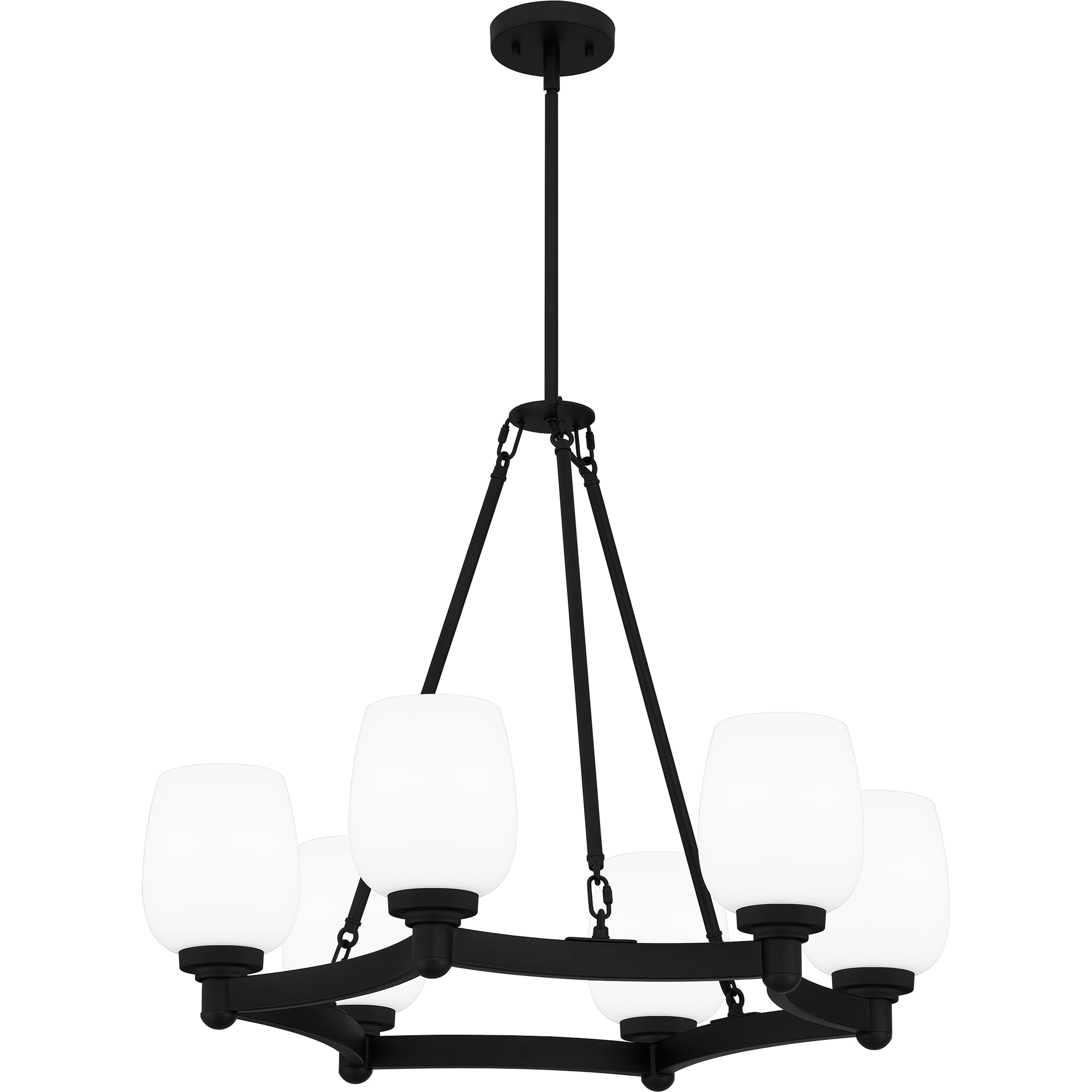 Quoizel Penning Chandelier lustr Matte Black opálové sklo