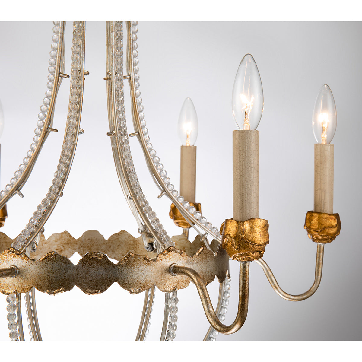 Gilded Nola Louis 6 lustr distressed gold silver