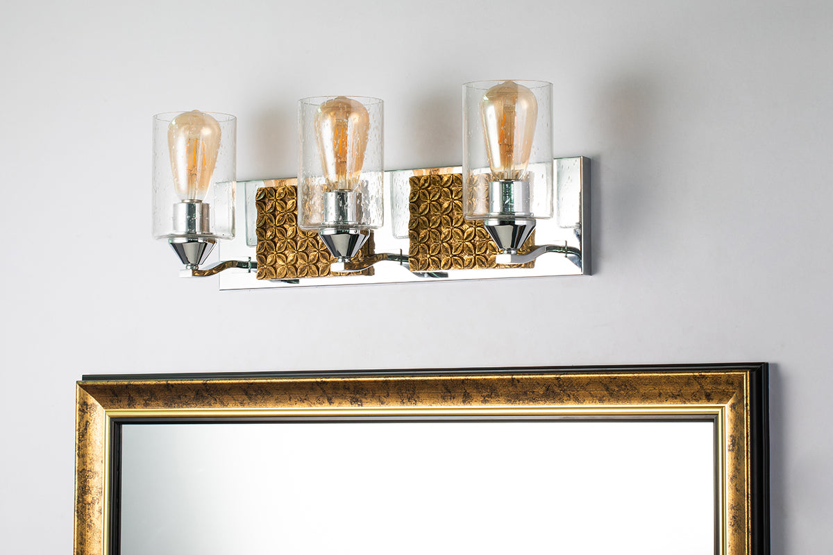 Gilded Nola Arcadia 3 Light svítido nad zrcadlo se sklem