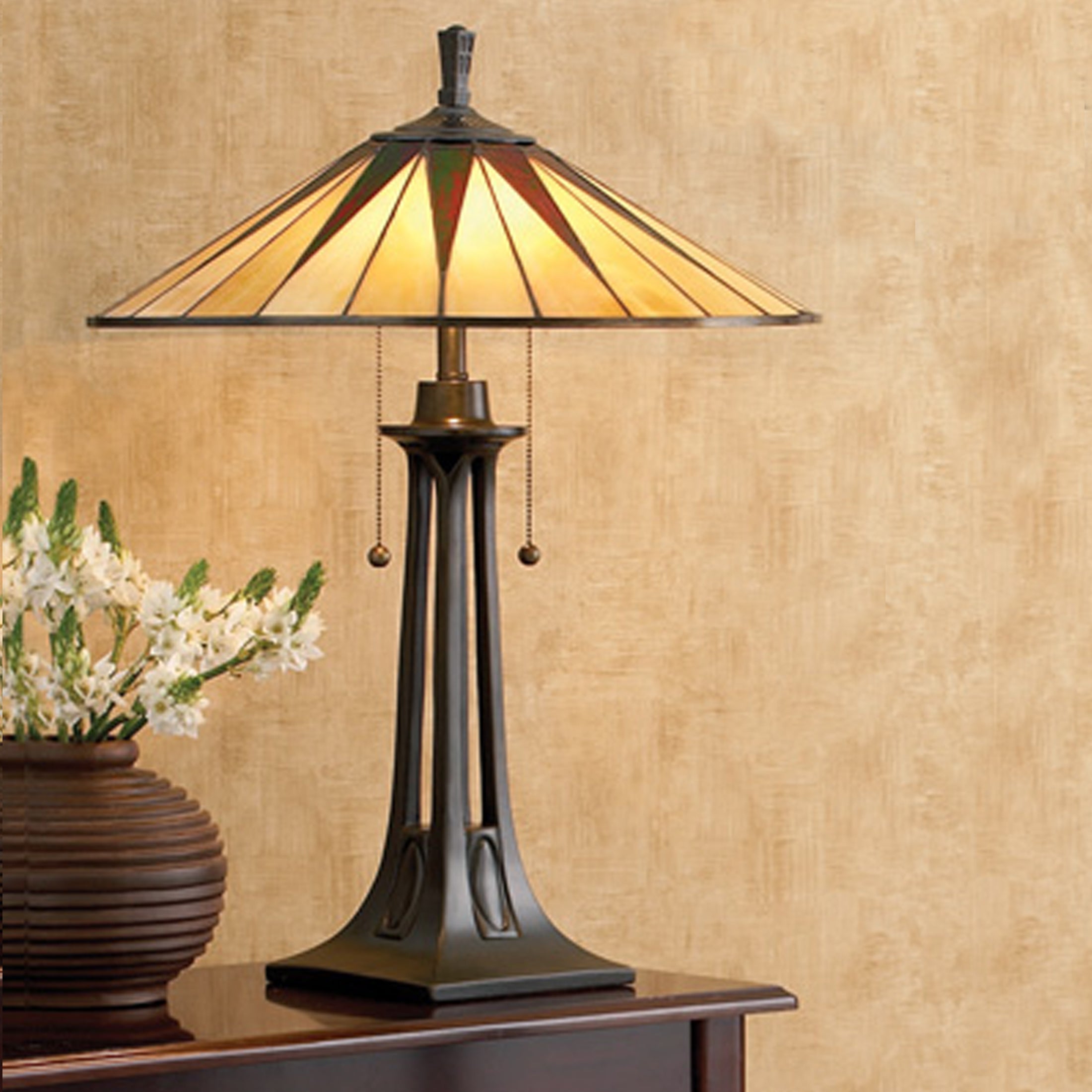 Quoizel Gotham stolní lampa Vintage Bronze mozaika