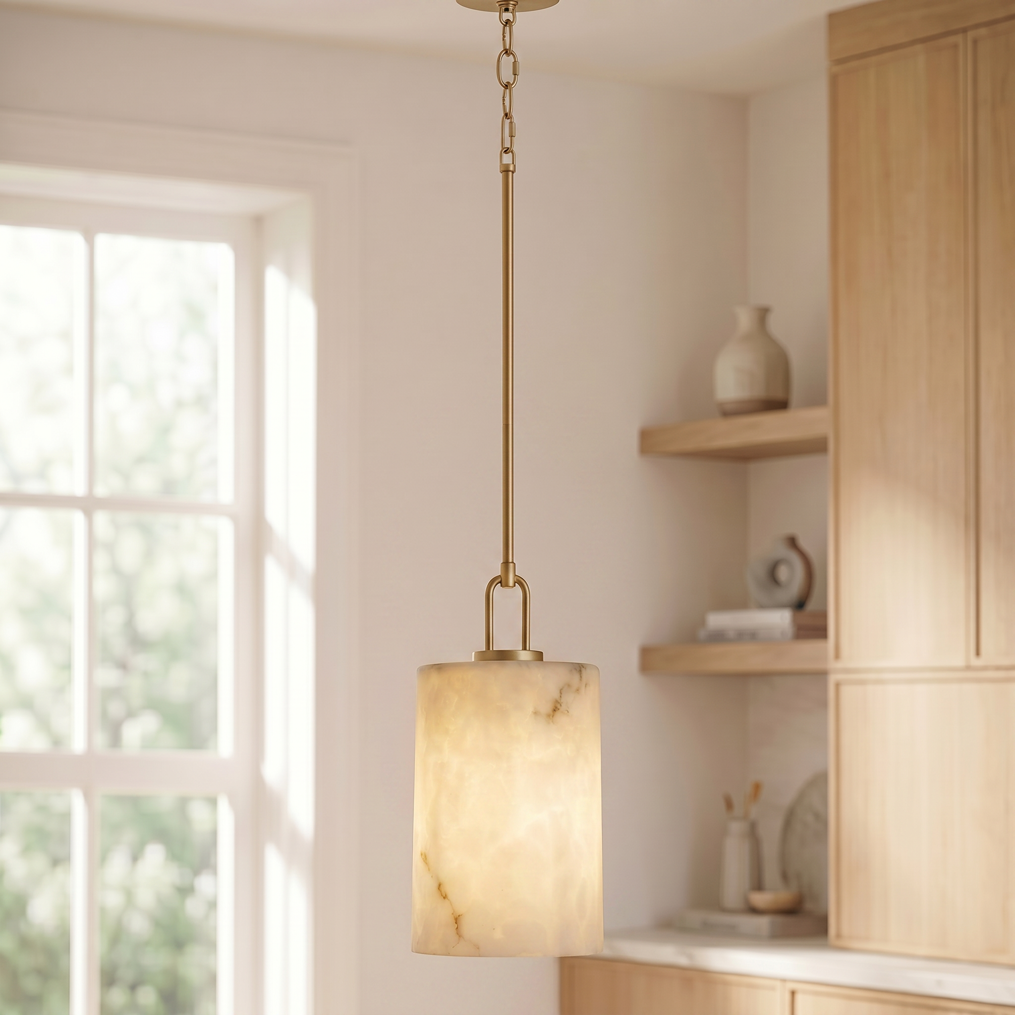 Quoizel Gianna Mini Pendant závěsné světlo bronze gold alabastr