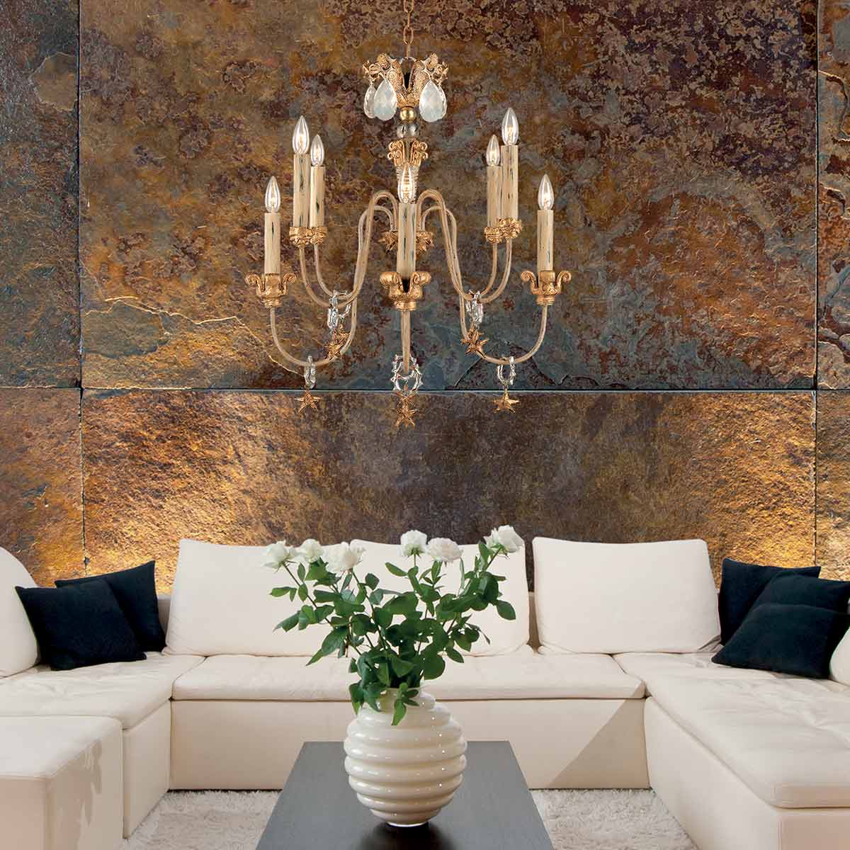 Gilded Nola Mignon lustr 8 světel French