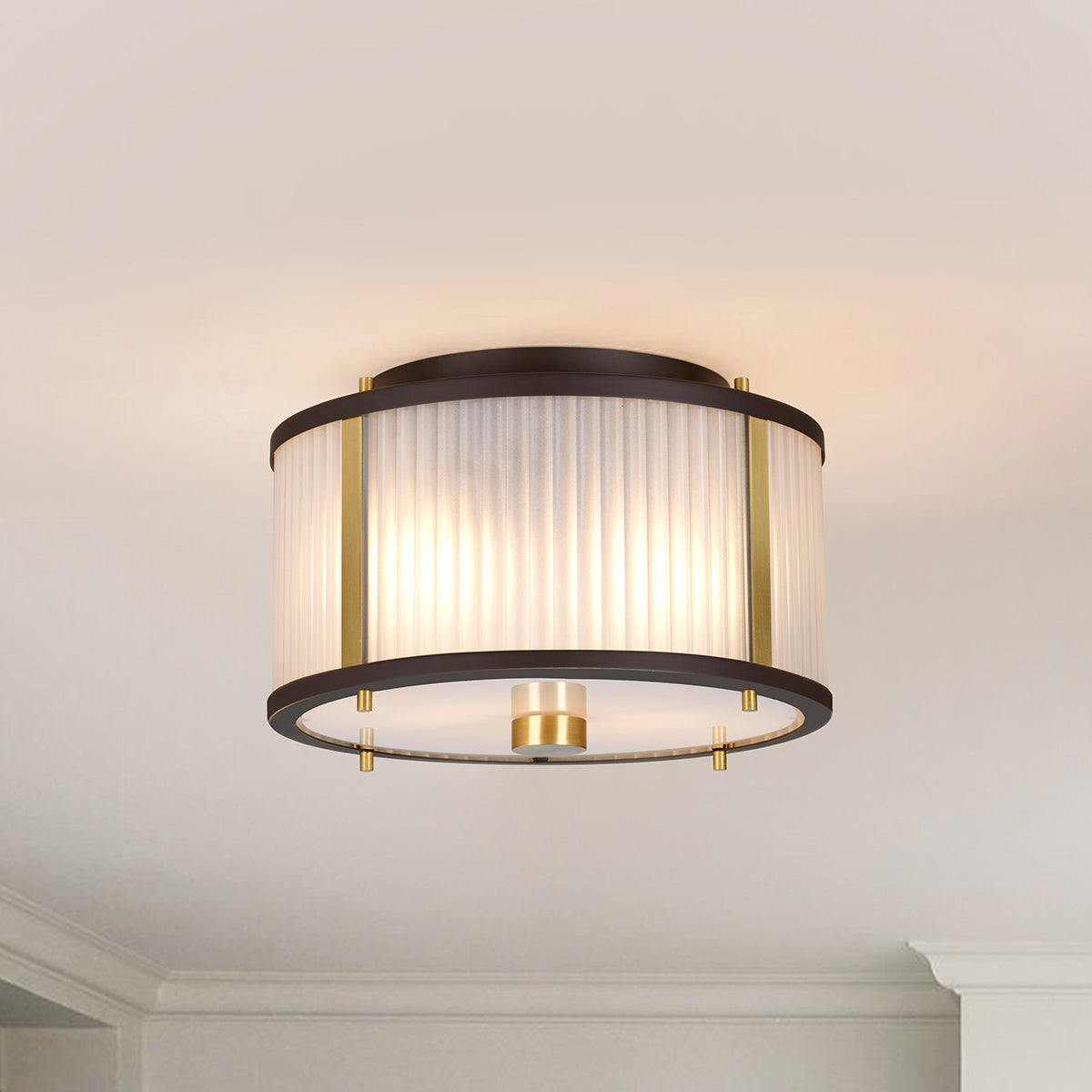 Gilded Nola Corona 2 Light Flush in Bronze stropní svítidlo