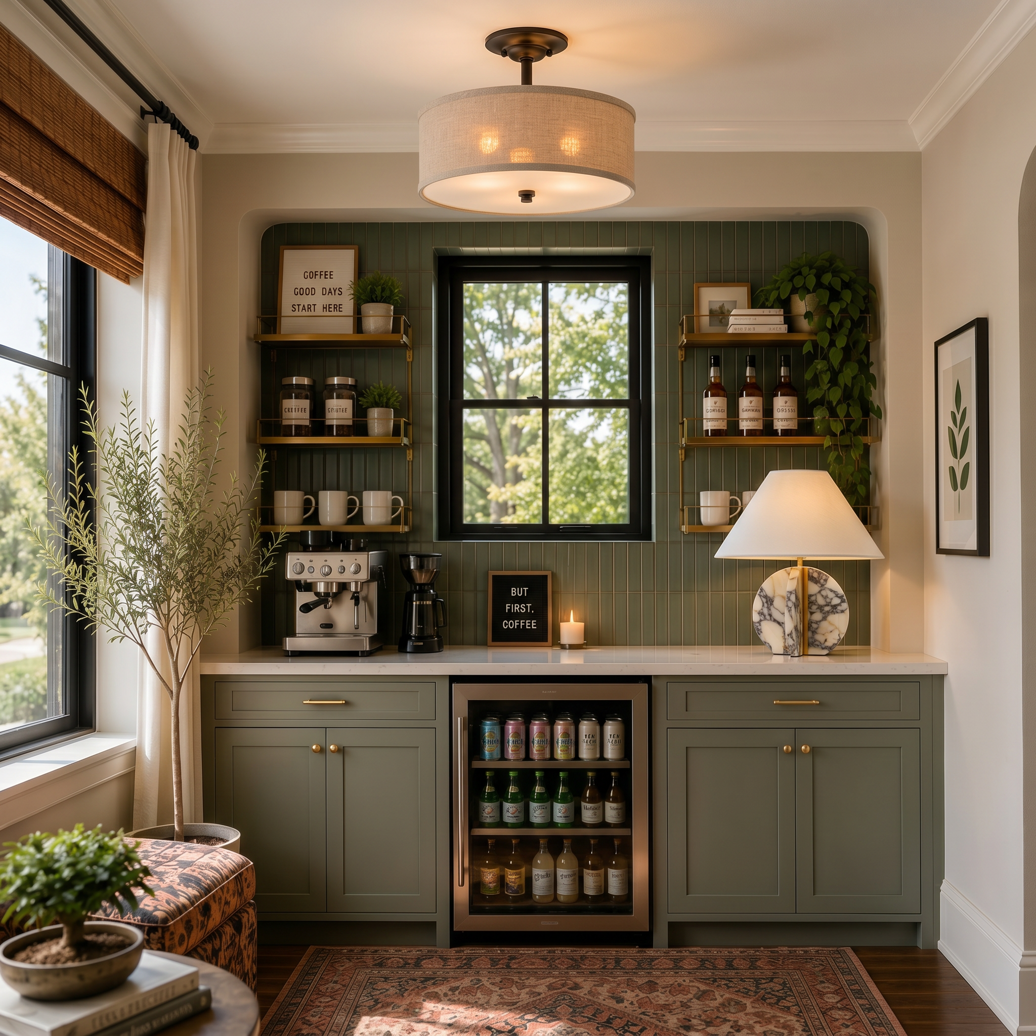 Quoizel Cloverdale Semi-Flush stropní svítídlo cocoa látkové