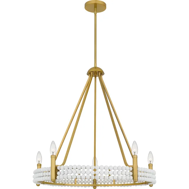 Quoizel Molly Chandelier lustr brushed gold s korálky