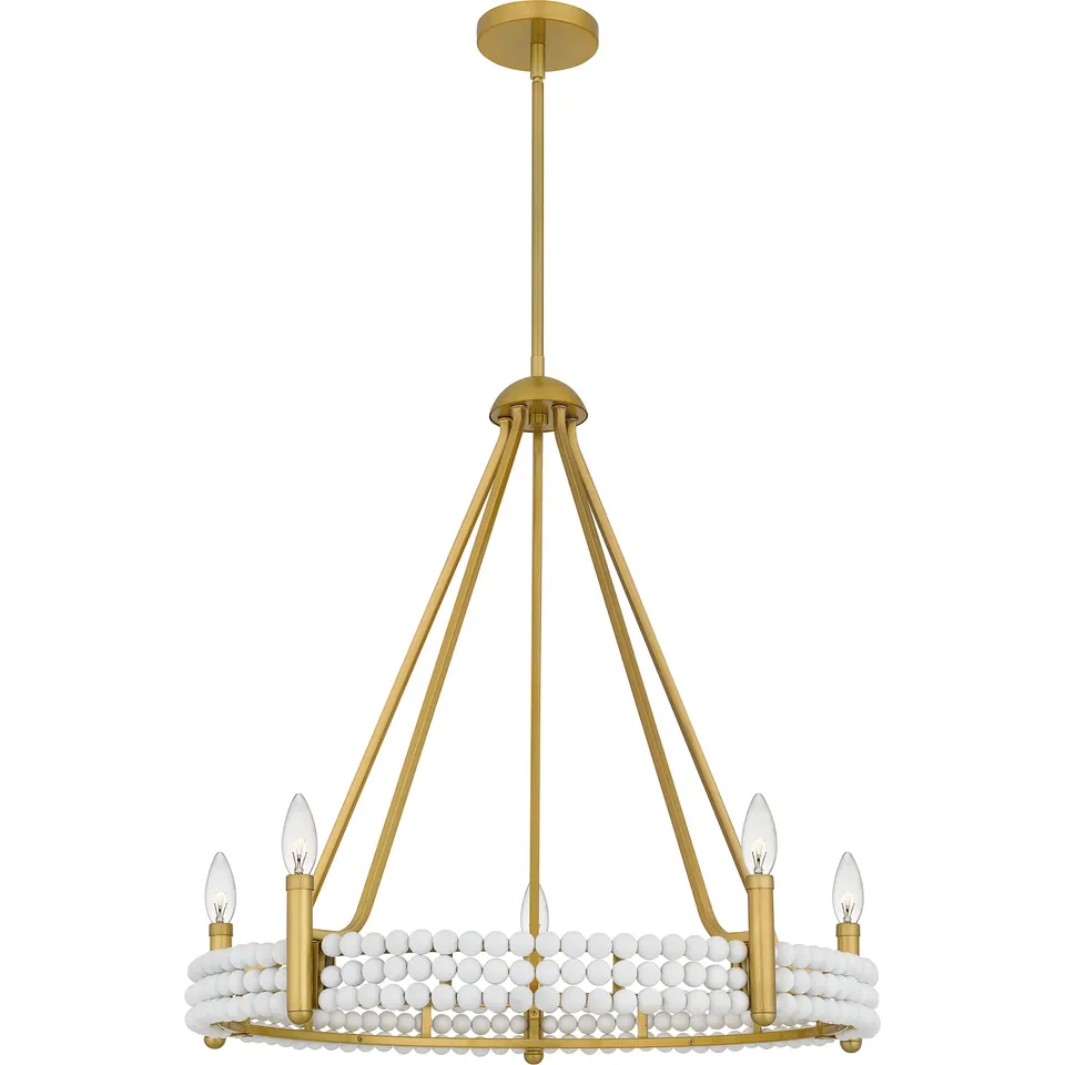 Quoizel Molly Chandelier lustr brushed gold s korálky