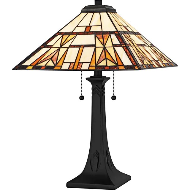 Quoizel Kaylor stolní lampa vitráž černá