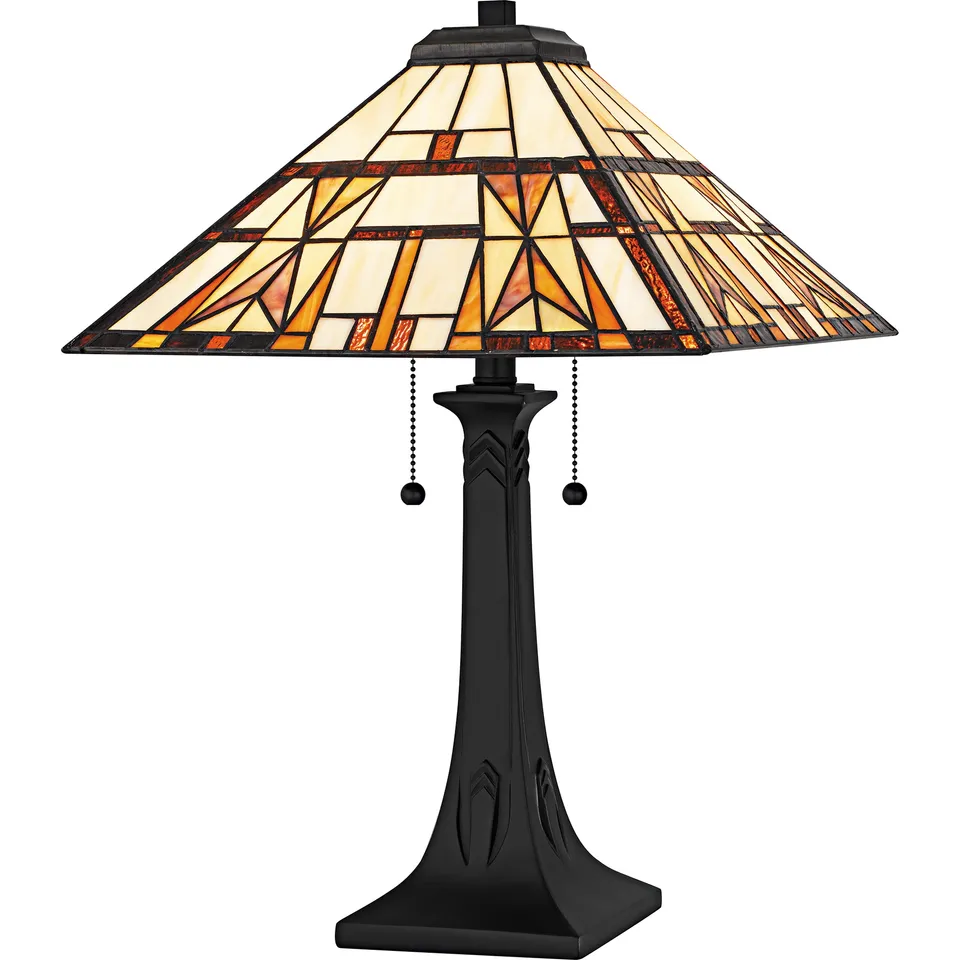 Quoizel Kaylor stolní lampa vitráž černá