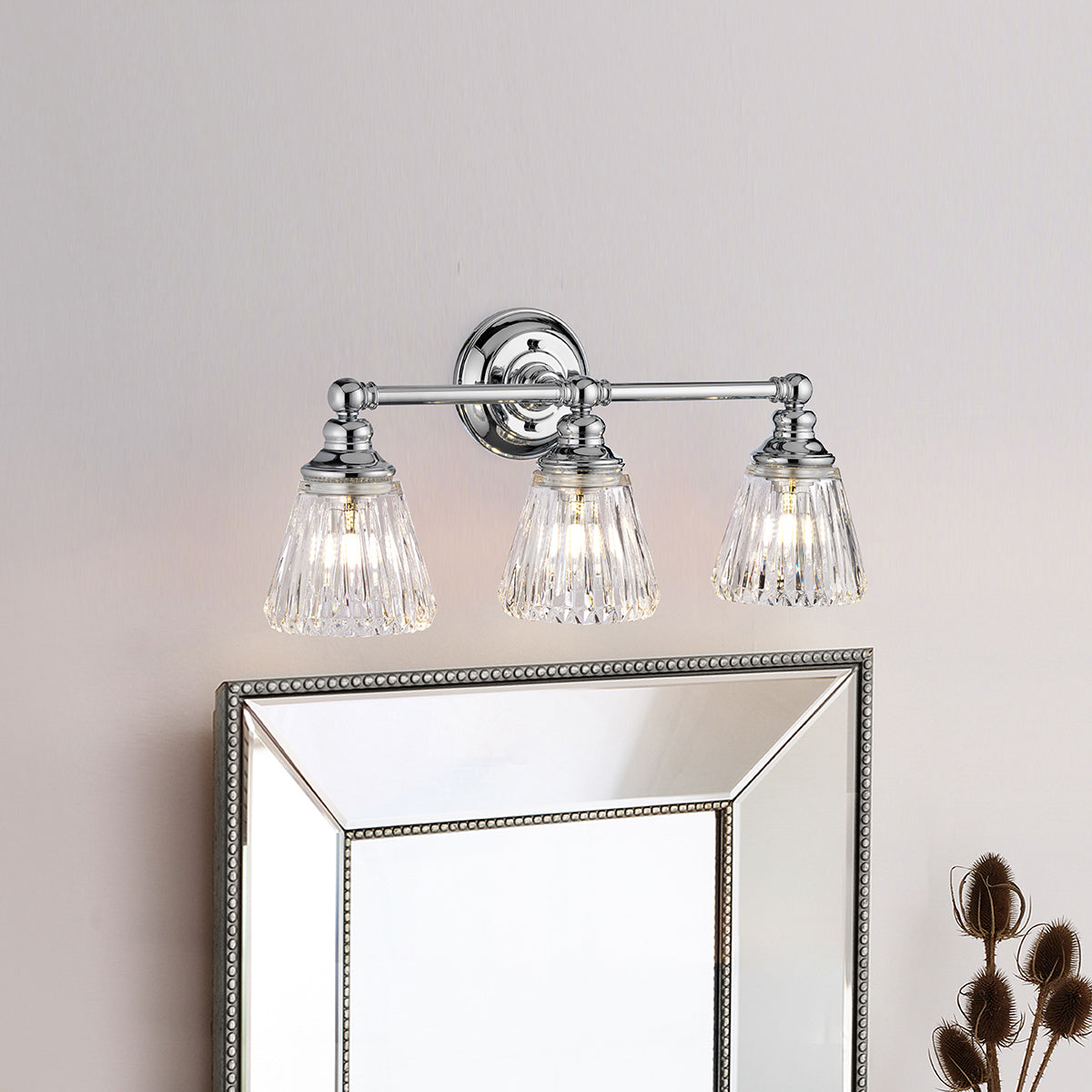 Gilded Nola Keynes 3 Light koupelnové světlo leštěný chrom