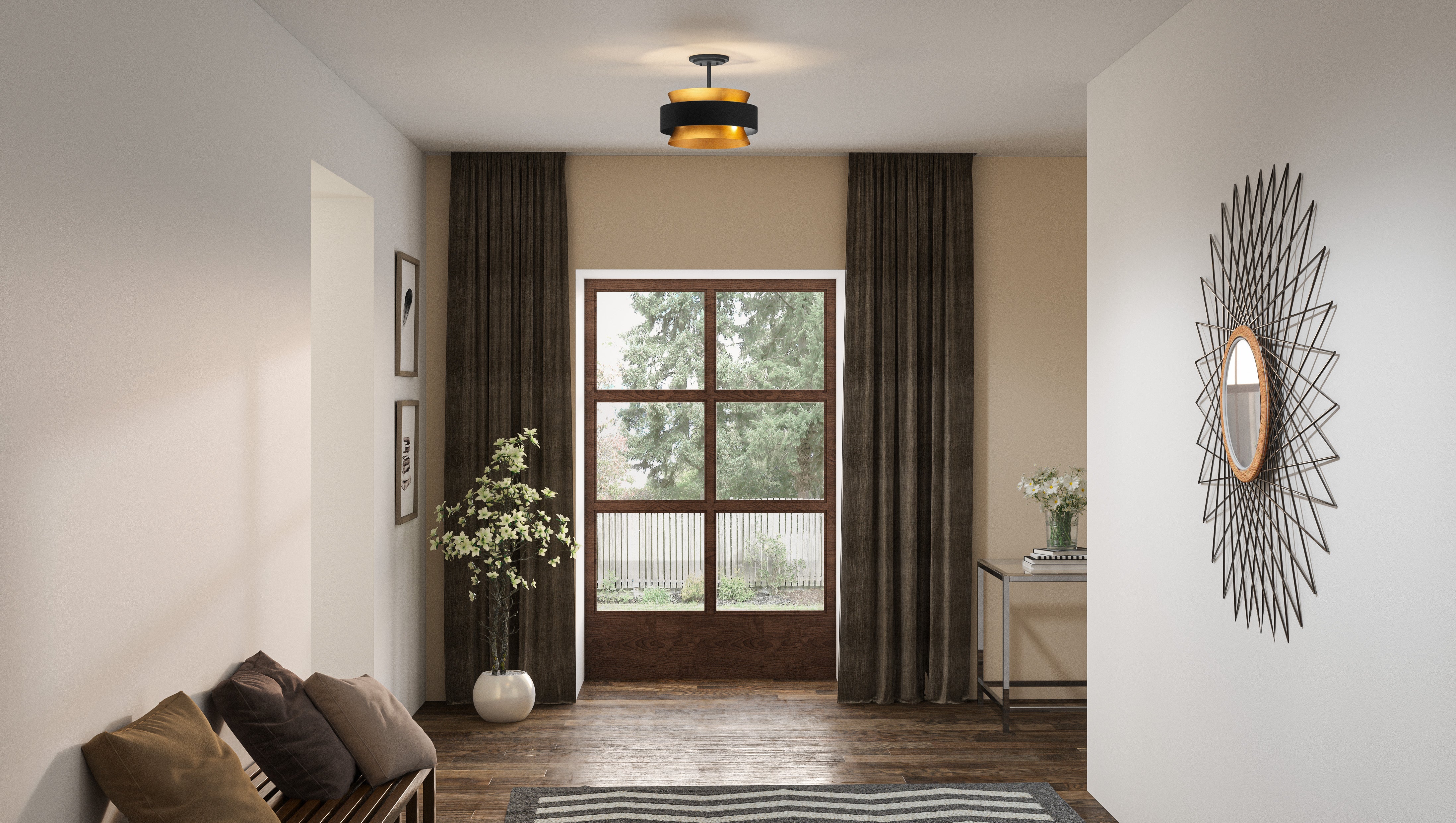 Quoizel Hagley Semi-Flush stropní svítídlo černé