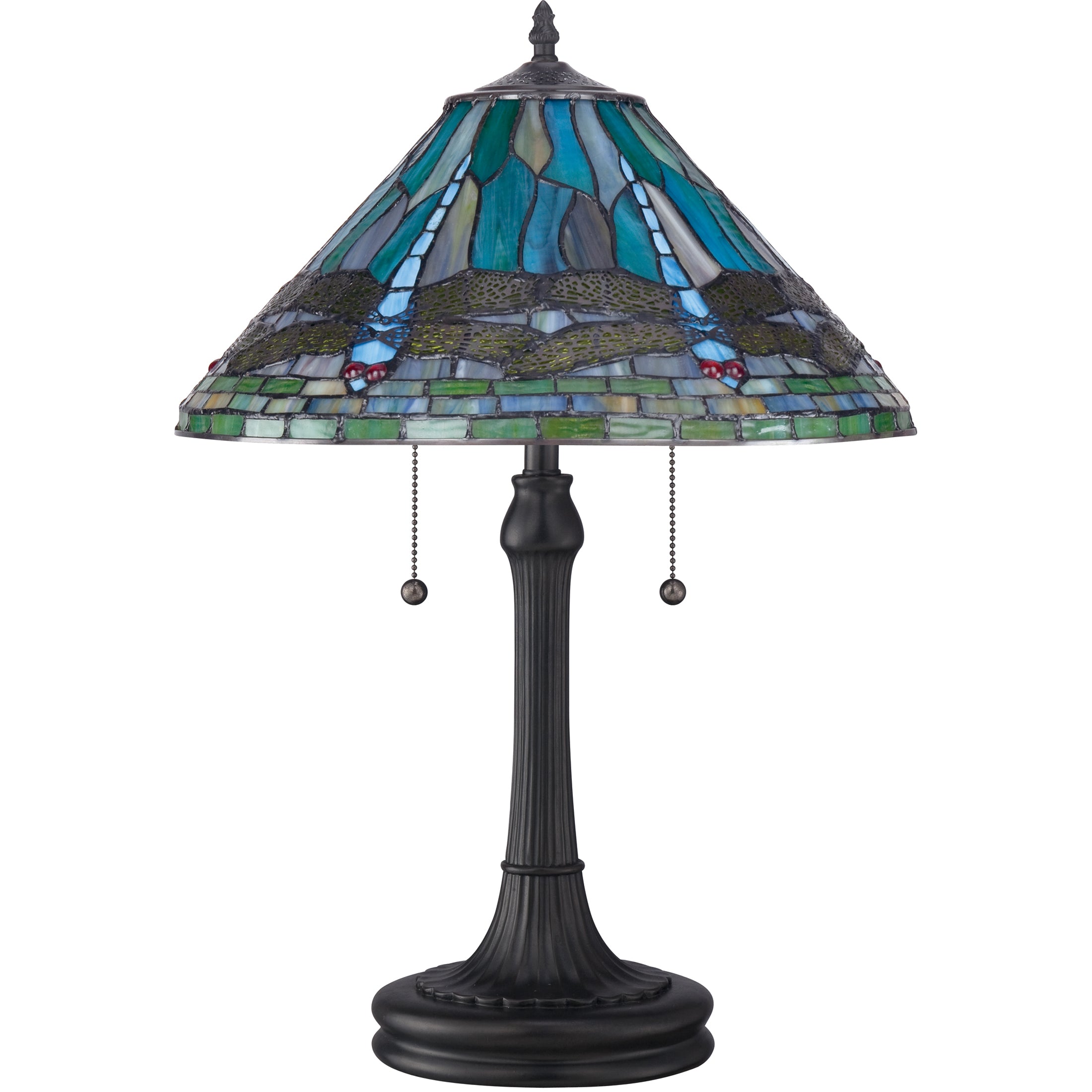 Quoizel King stolní lampa bronz Tiffany sklo