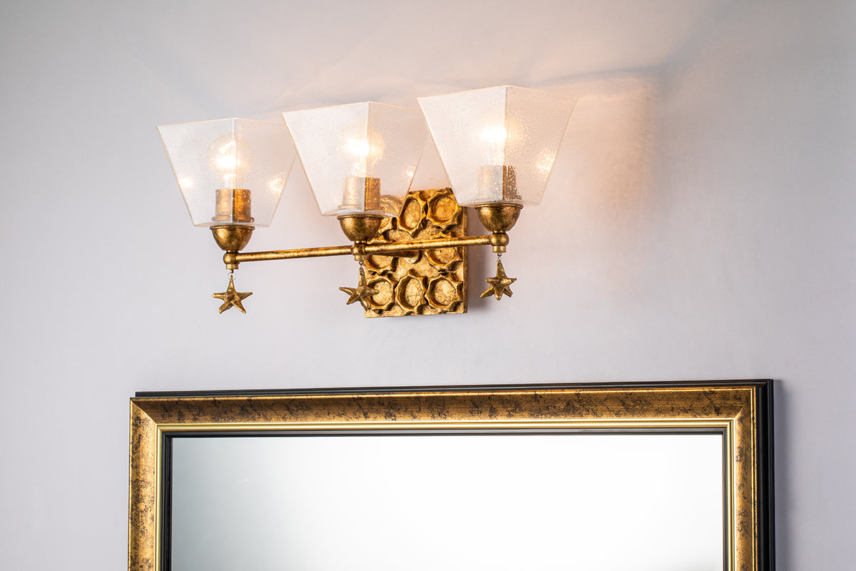 Gilded Nola Star 3 Light koupelnové svítídlo čiré sklo