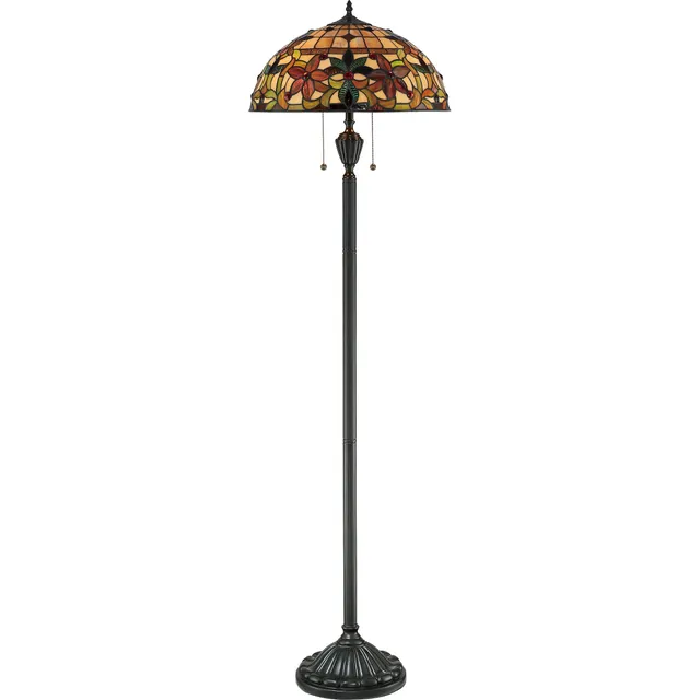 Quoizel Kami stojací lampa vitráž bronz