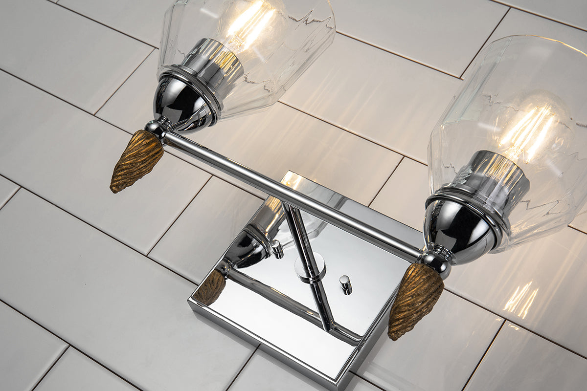 Gilded Nola Felice 2 Light Bath Bar nástěnné svítidlo čiré