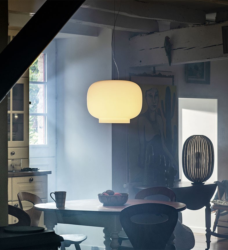 Foscarini Chouchin 1 závěsné svítídlo bílá sklo