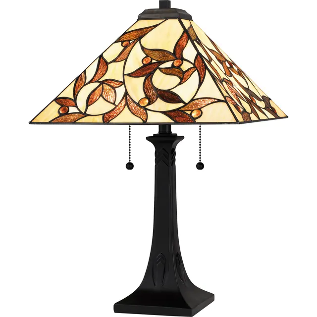 Quoizel Zion stolní lampa Matte Black vitráž