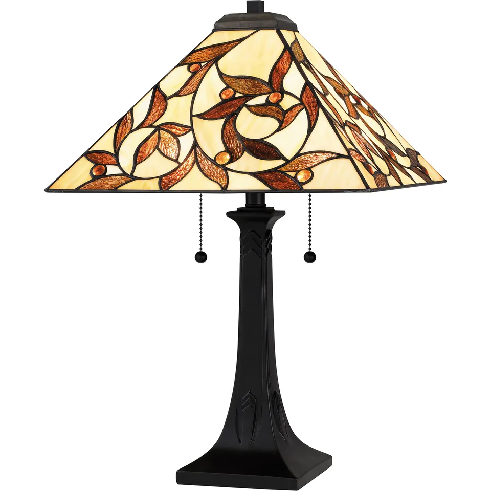 Quoizel Zion stolní lampa Matte Black vitráž