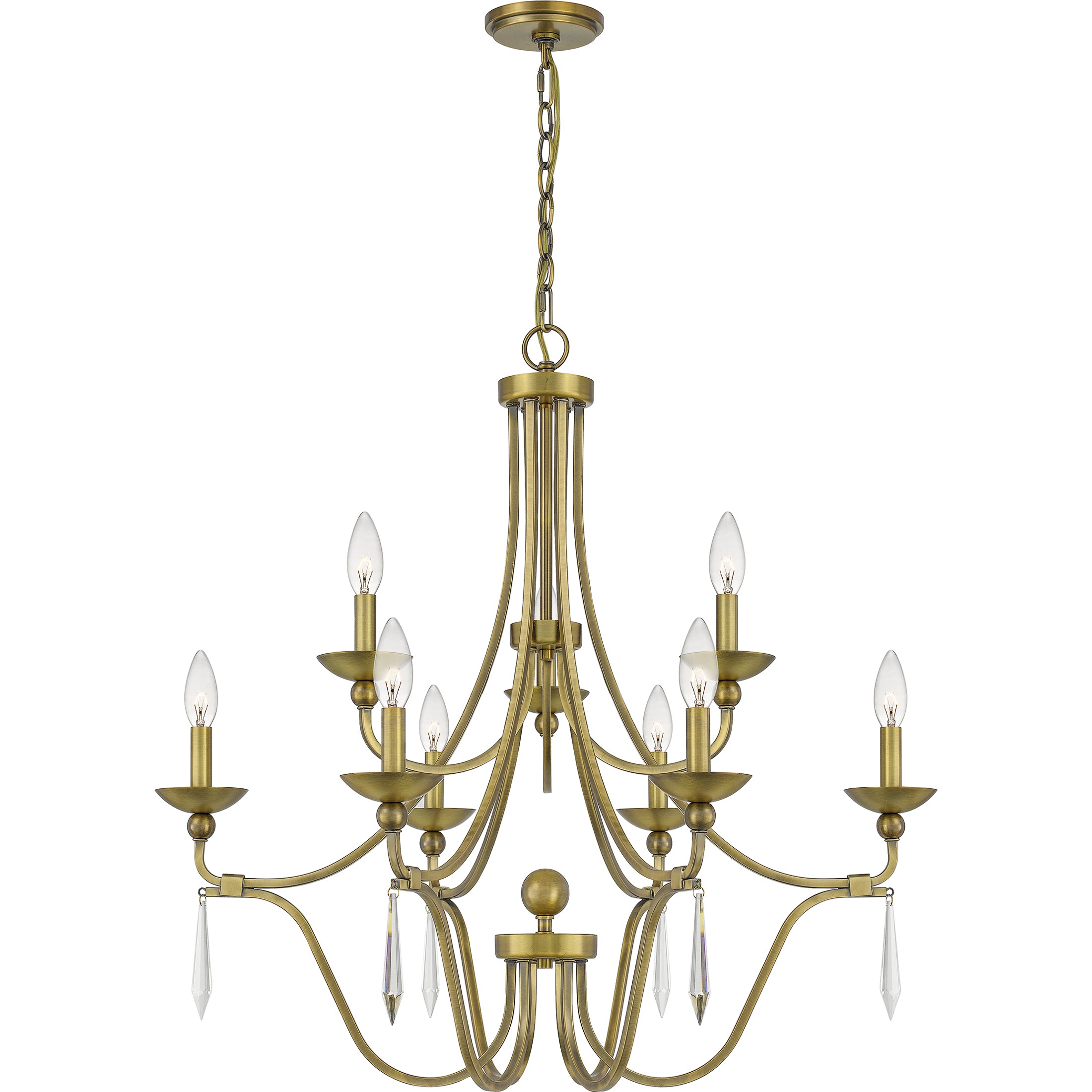 Quoizel Joules Chandelier lustr mosazný křišťál