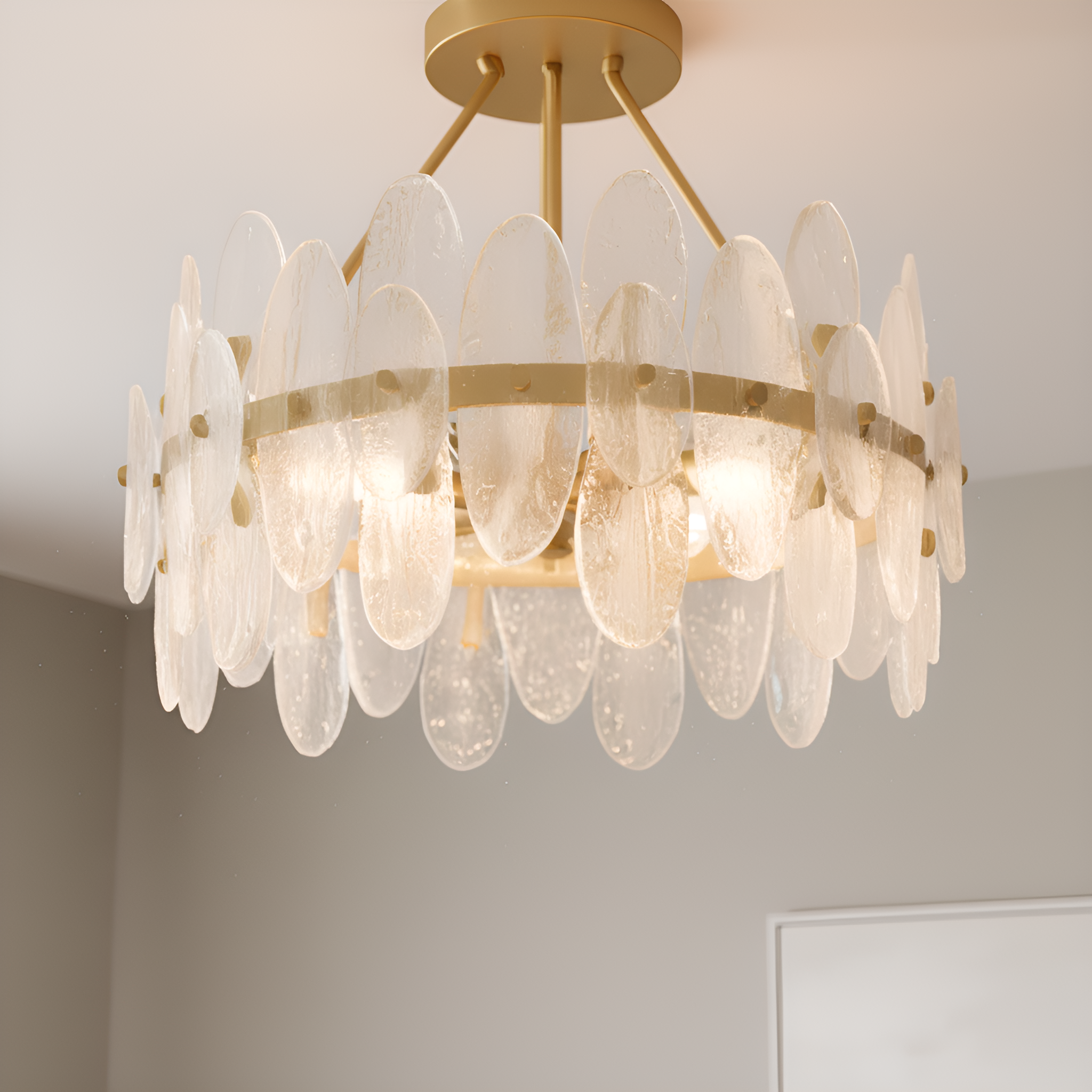 Quoizel Abigail Semi-Flush Mount stropní svítidlo zlaté skleněné