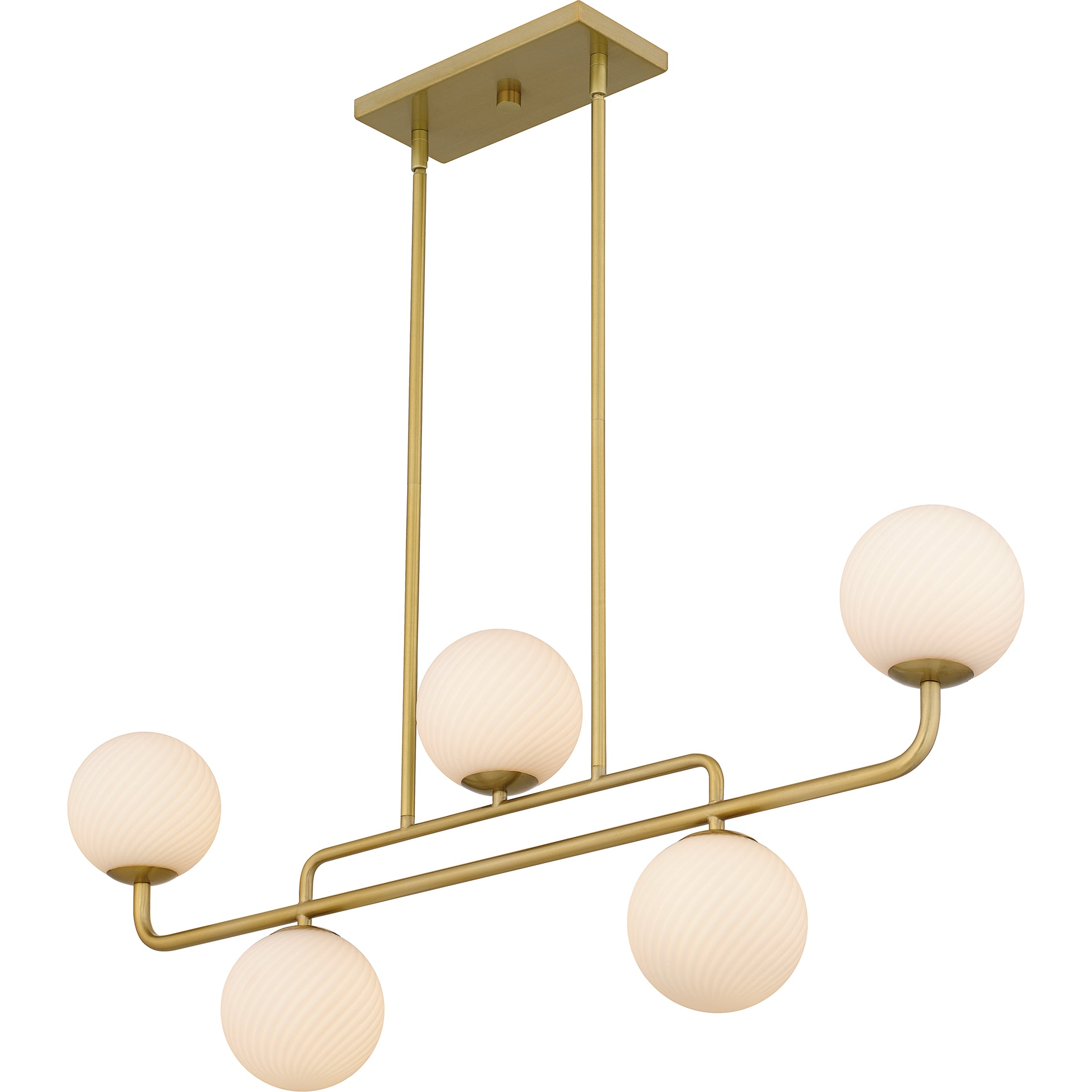 Quoizel Regis Island Light lustr brushed gold lineární sklo