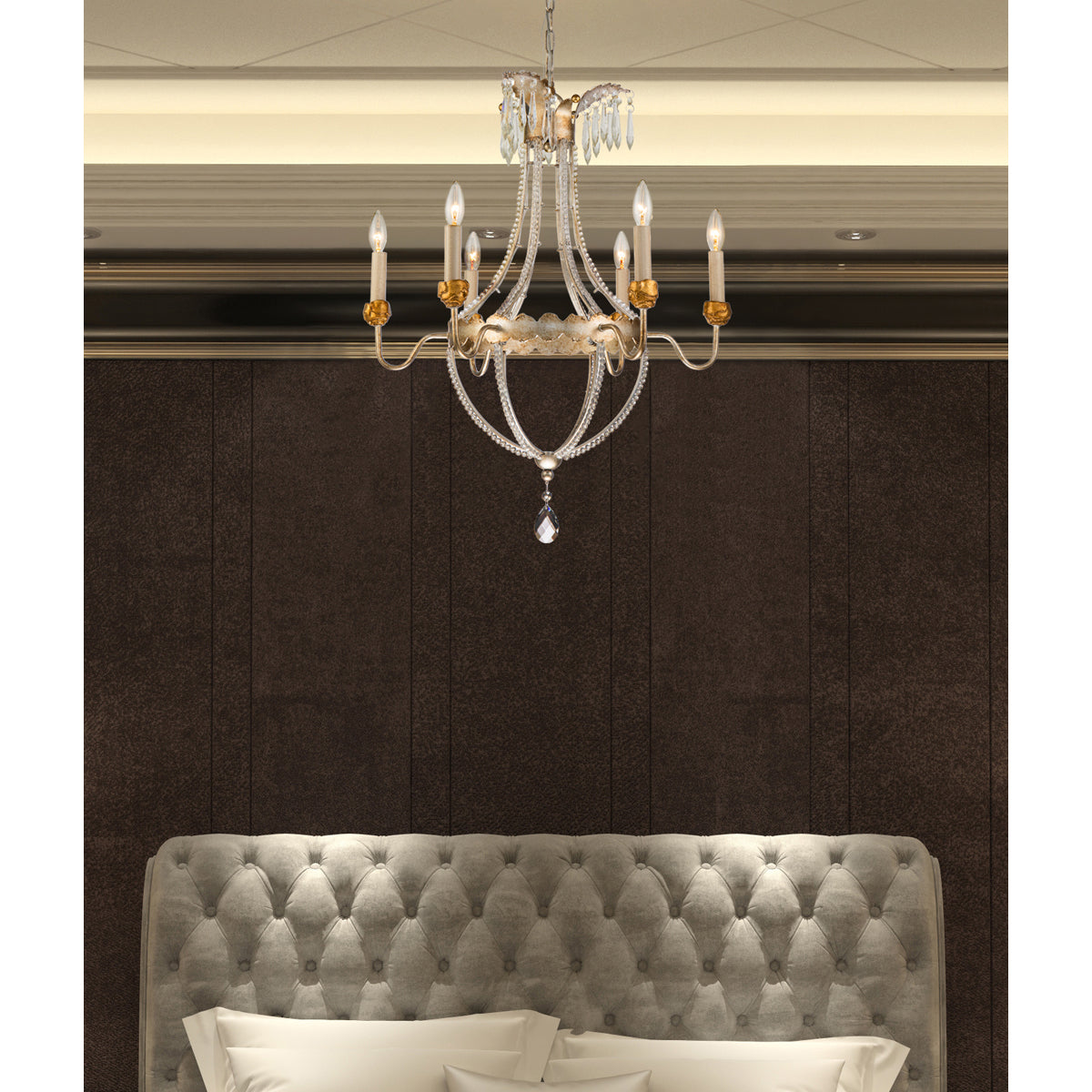 Gilded Nola Louis 6 lustr distressed gold silver