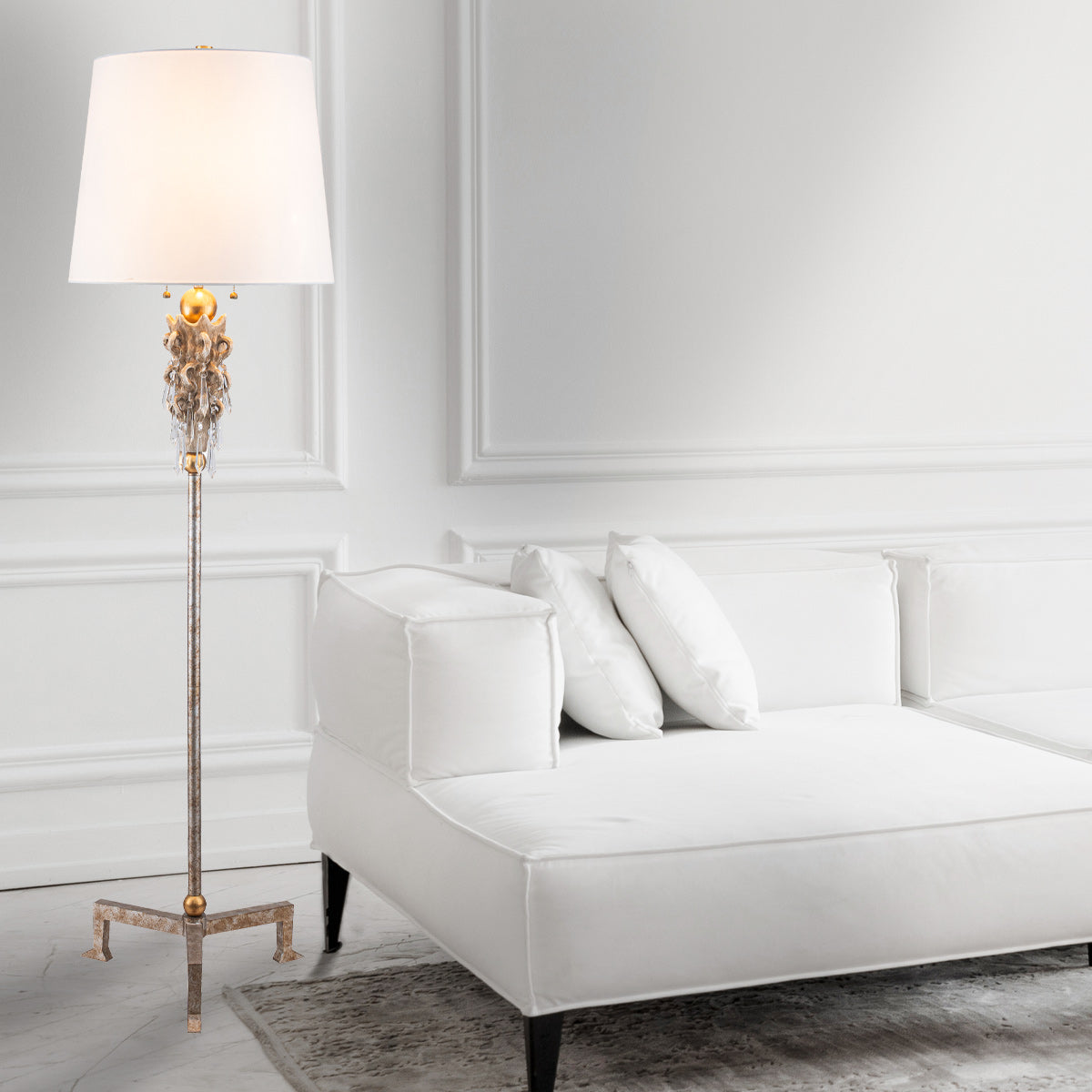 Gilded Nola Madison stojací lampa zlatá s krystaly